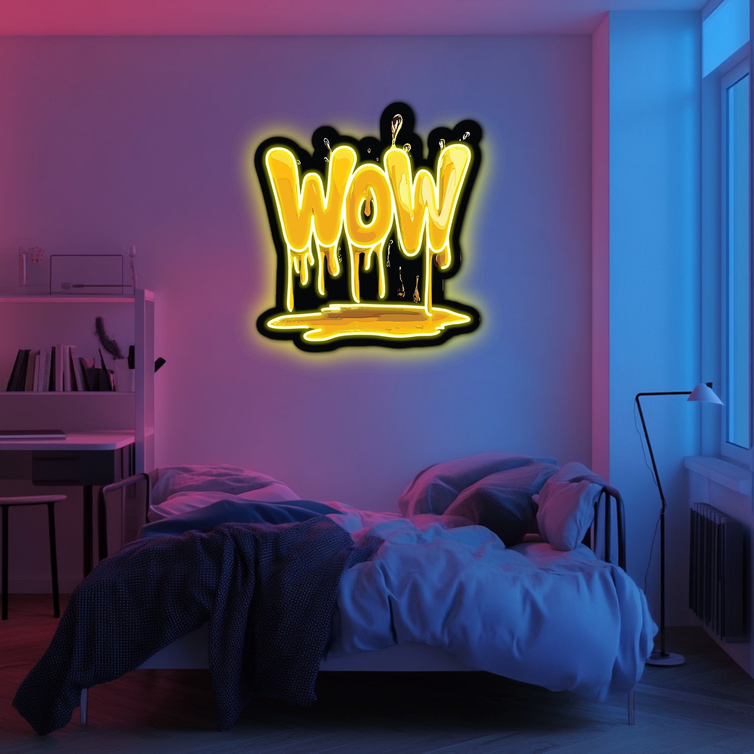 UV Printed WOW Neon Wall Art- LV0057
