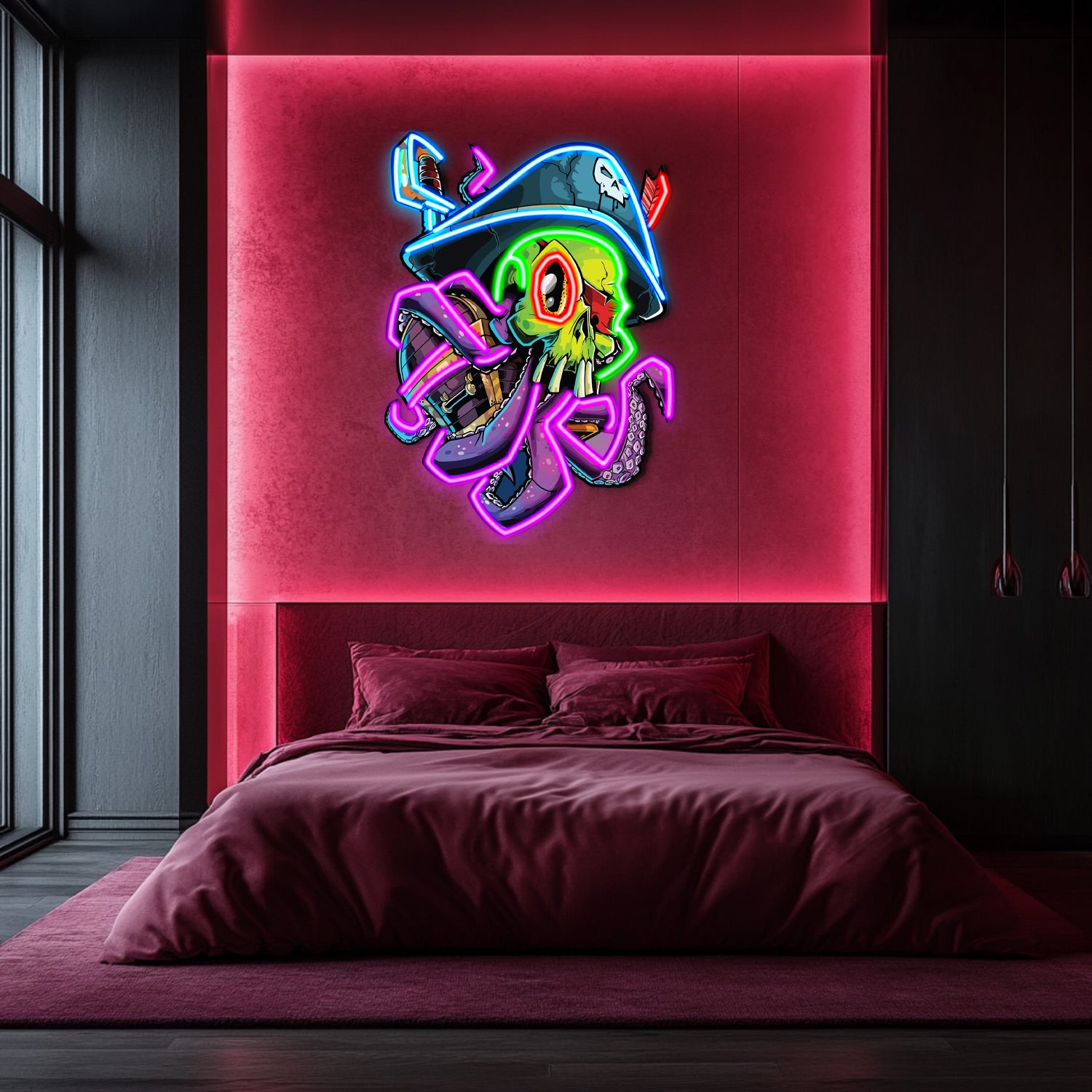 UV Printed Octopus Neon Wall Art- LV0002