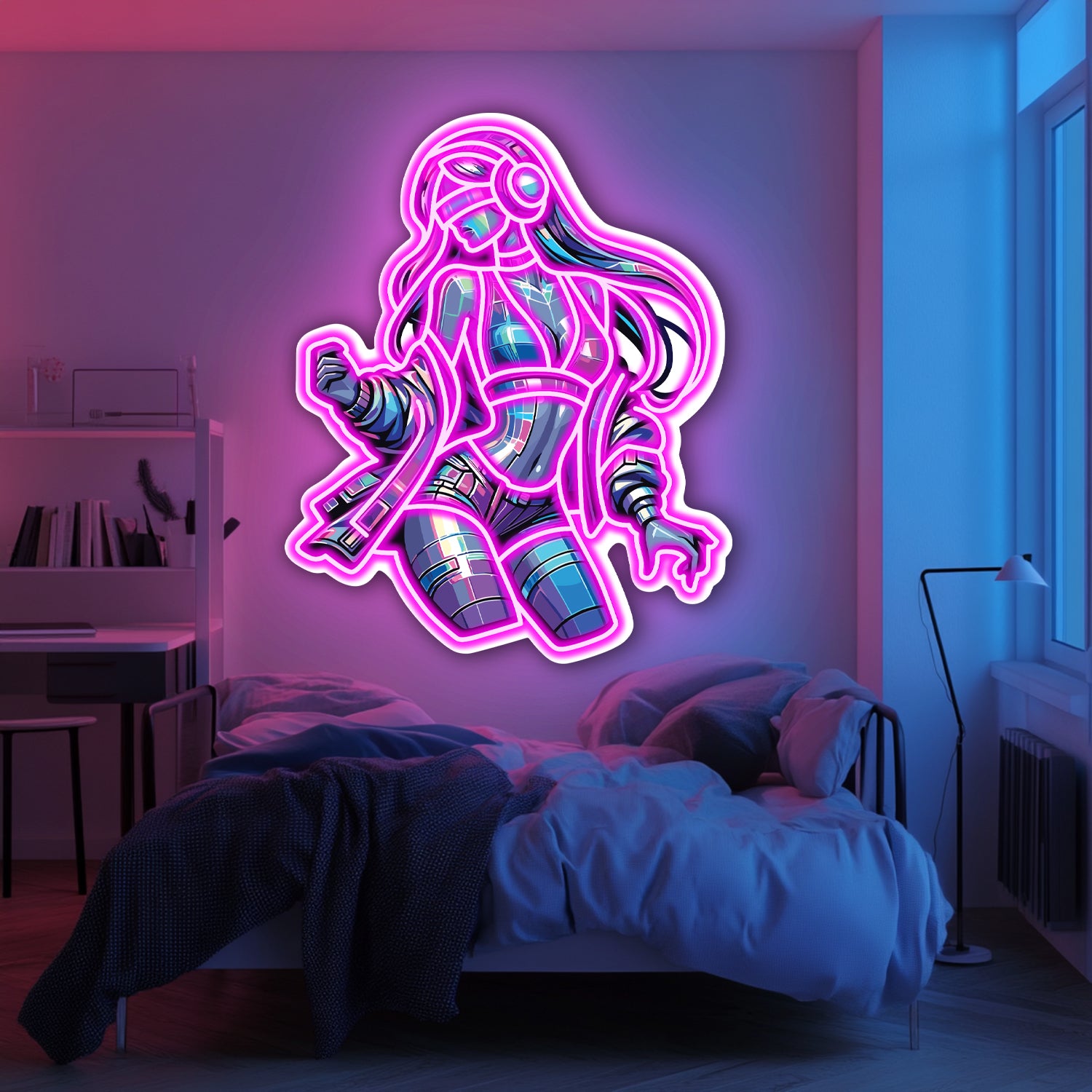 UV Printed Hologram Girl Neon Wall Art- LV0017