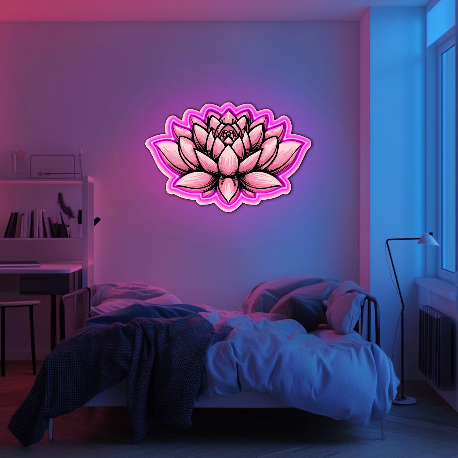 UV Printed Lotus Neon Wall Art- LV0034