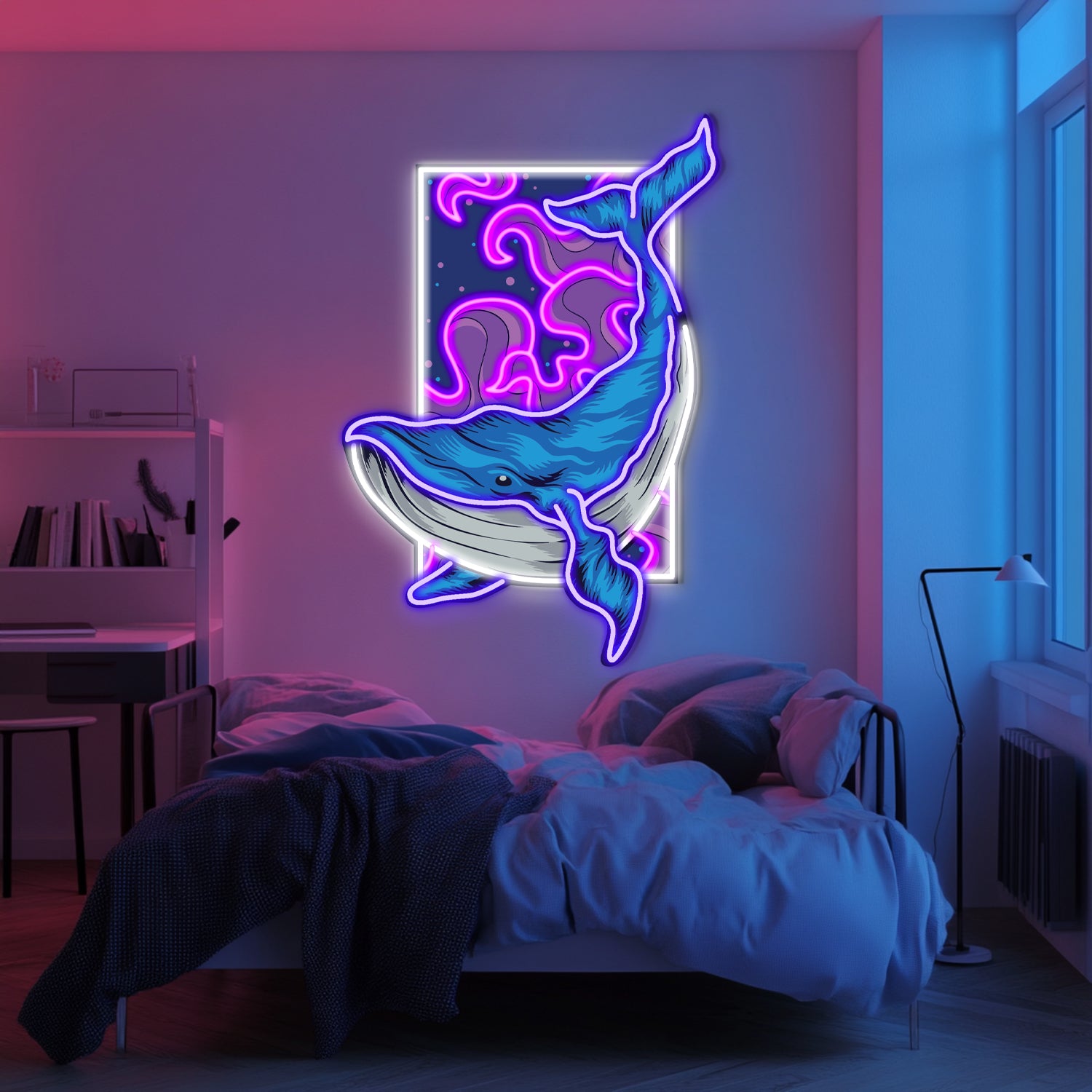 UV Printed Whale Neon Wall Art- LV0005