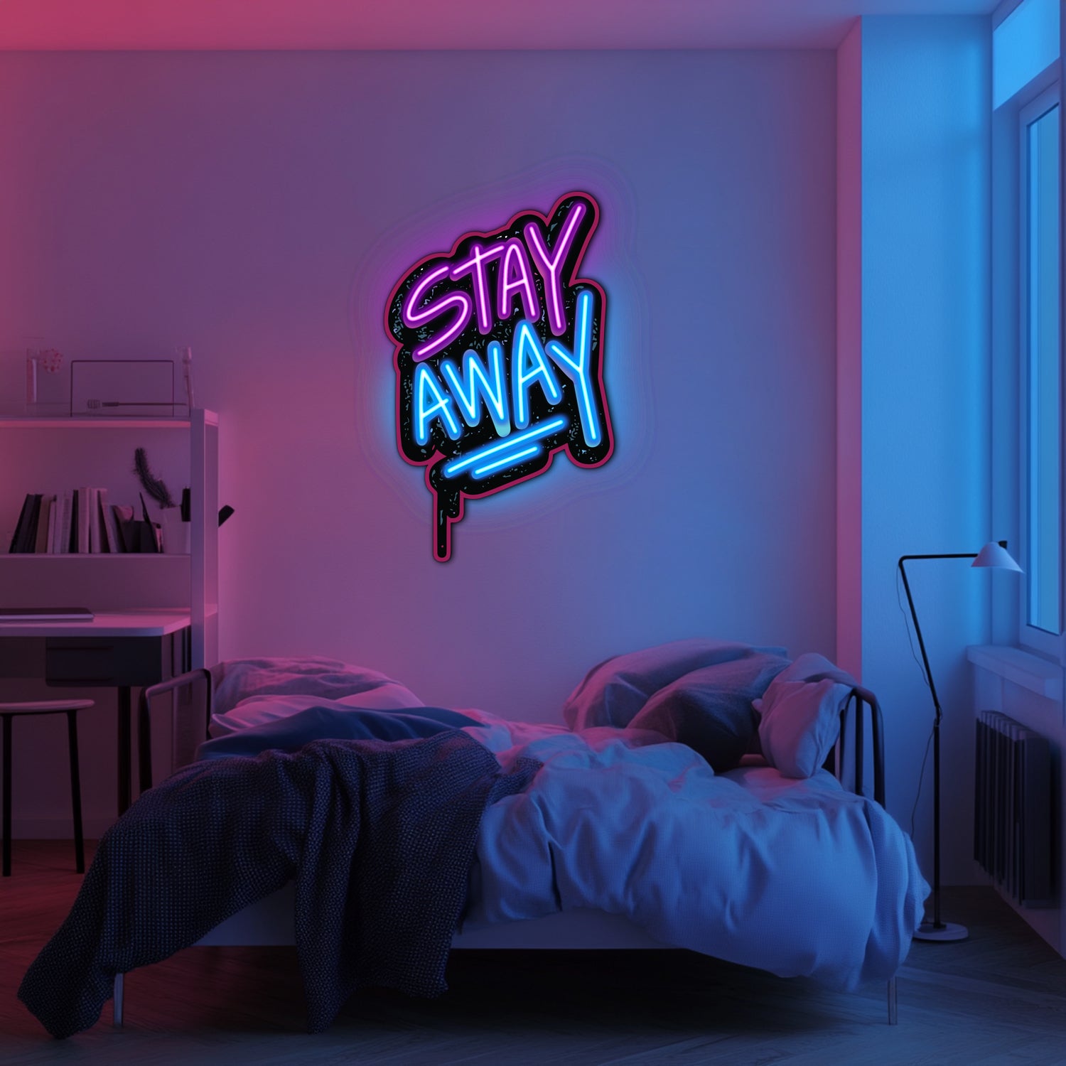 UV Printed Stay Away Neon Wall Art- LV0049