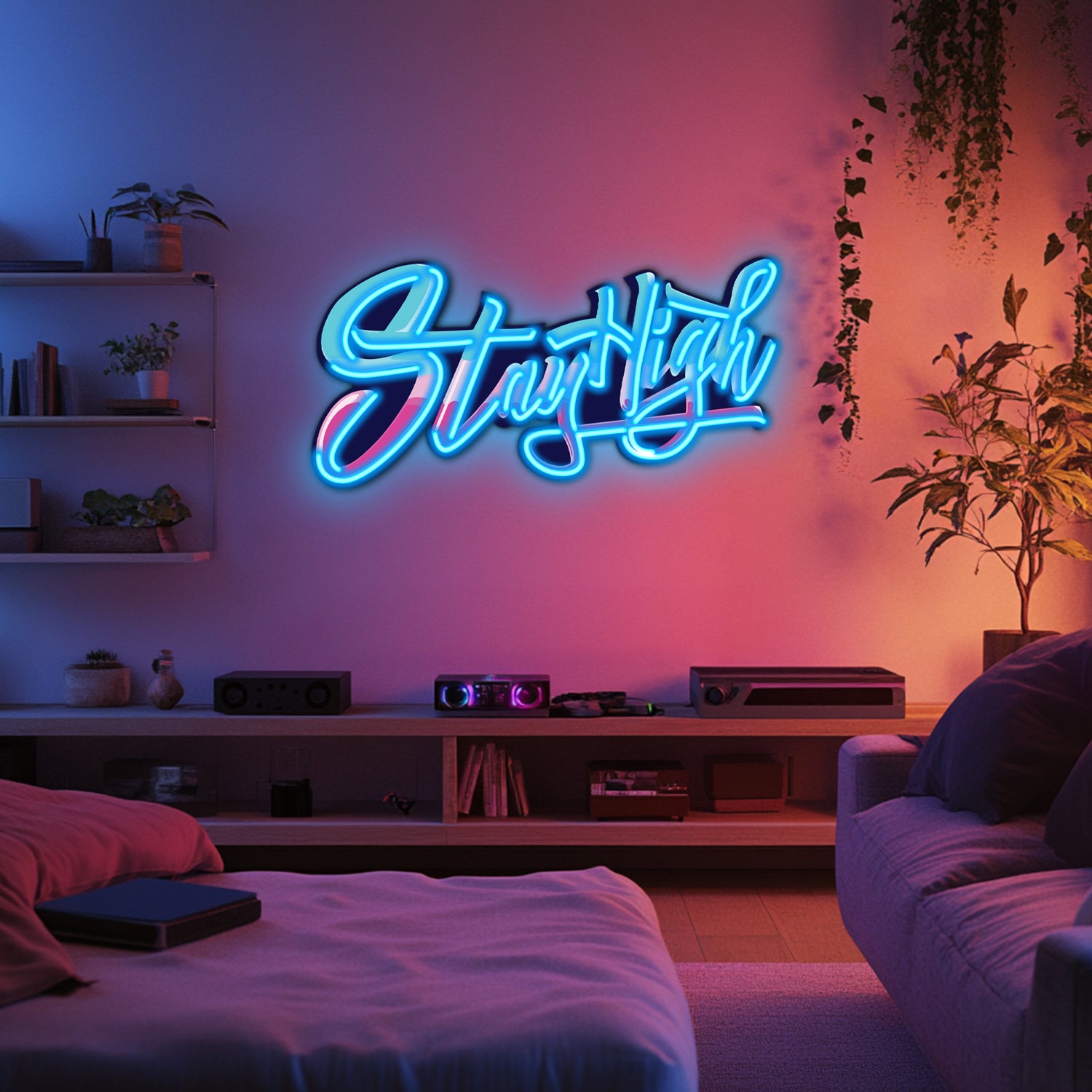 UV Printed Stay High Neon Wall Art- LV0050