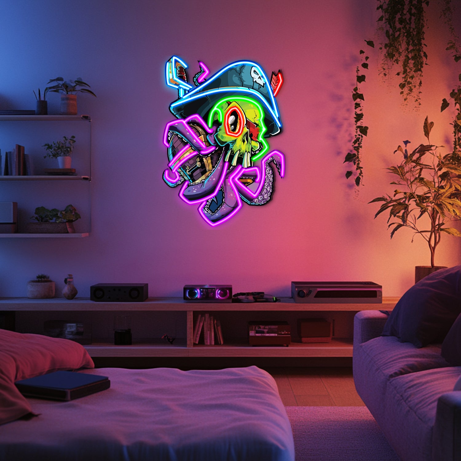 UV Printed Octopus Neon Wall Art- LV0002