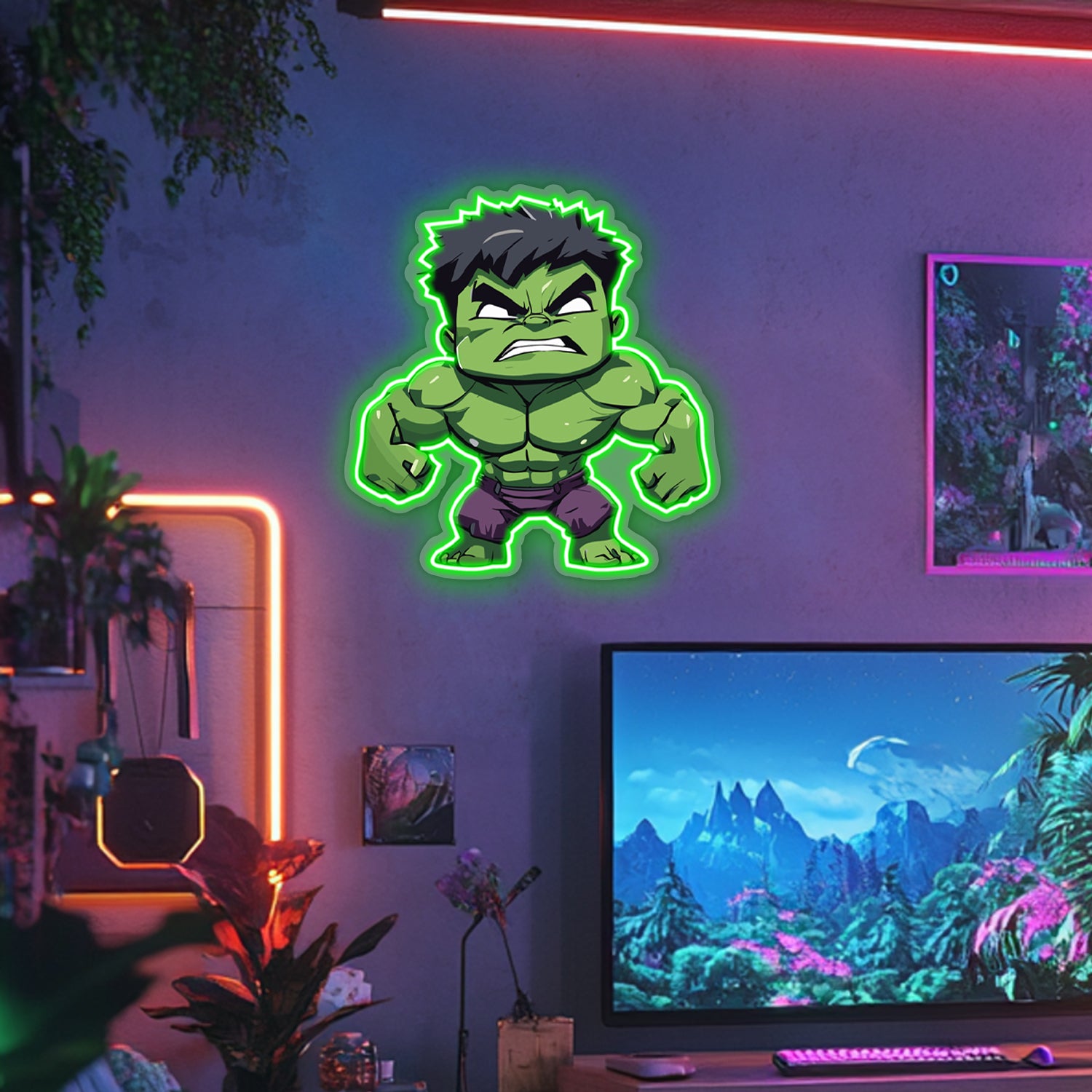 UV Printed Hulk Neon Wall Art- LV0074