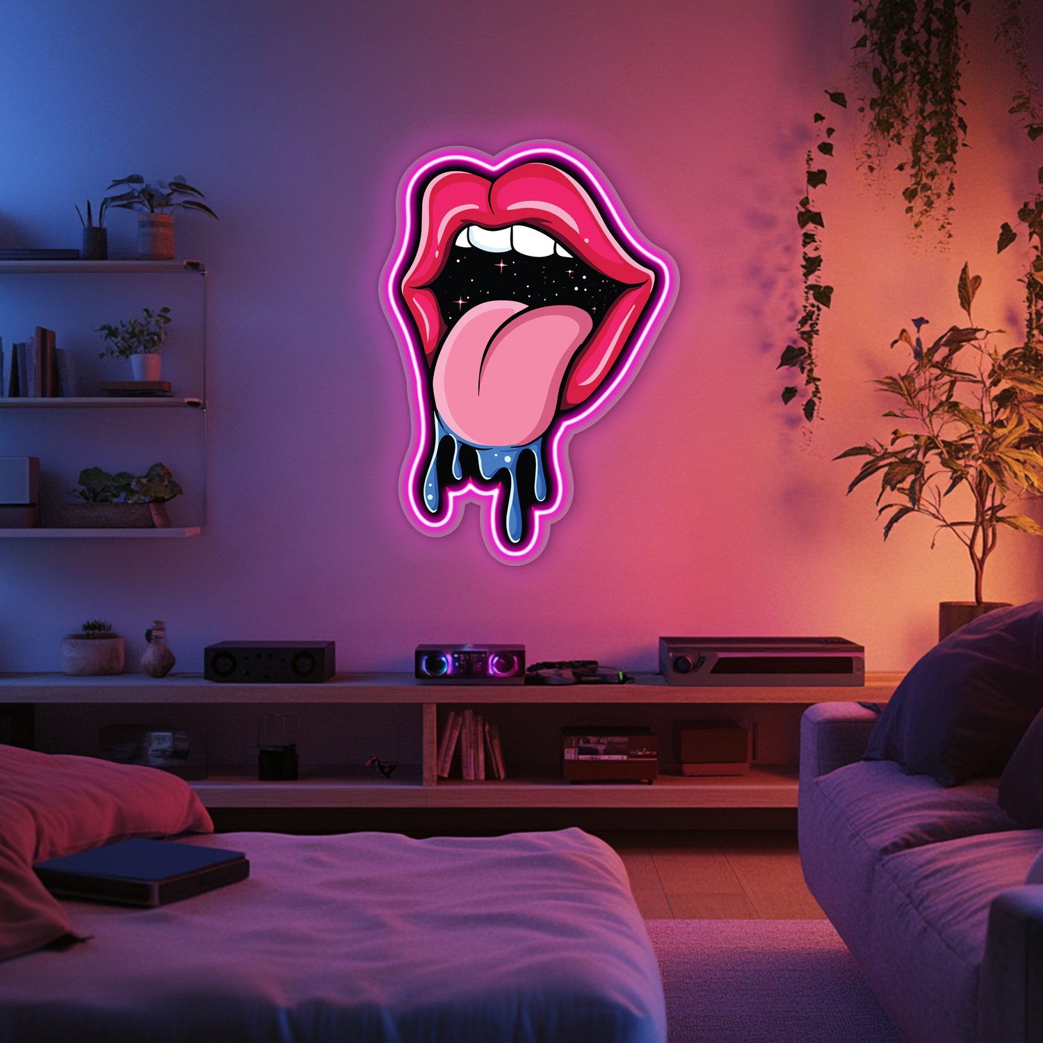 UV Printed Galactic Tongue Neon Wall Art- LV0069