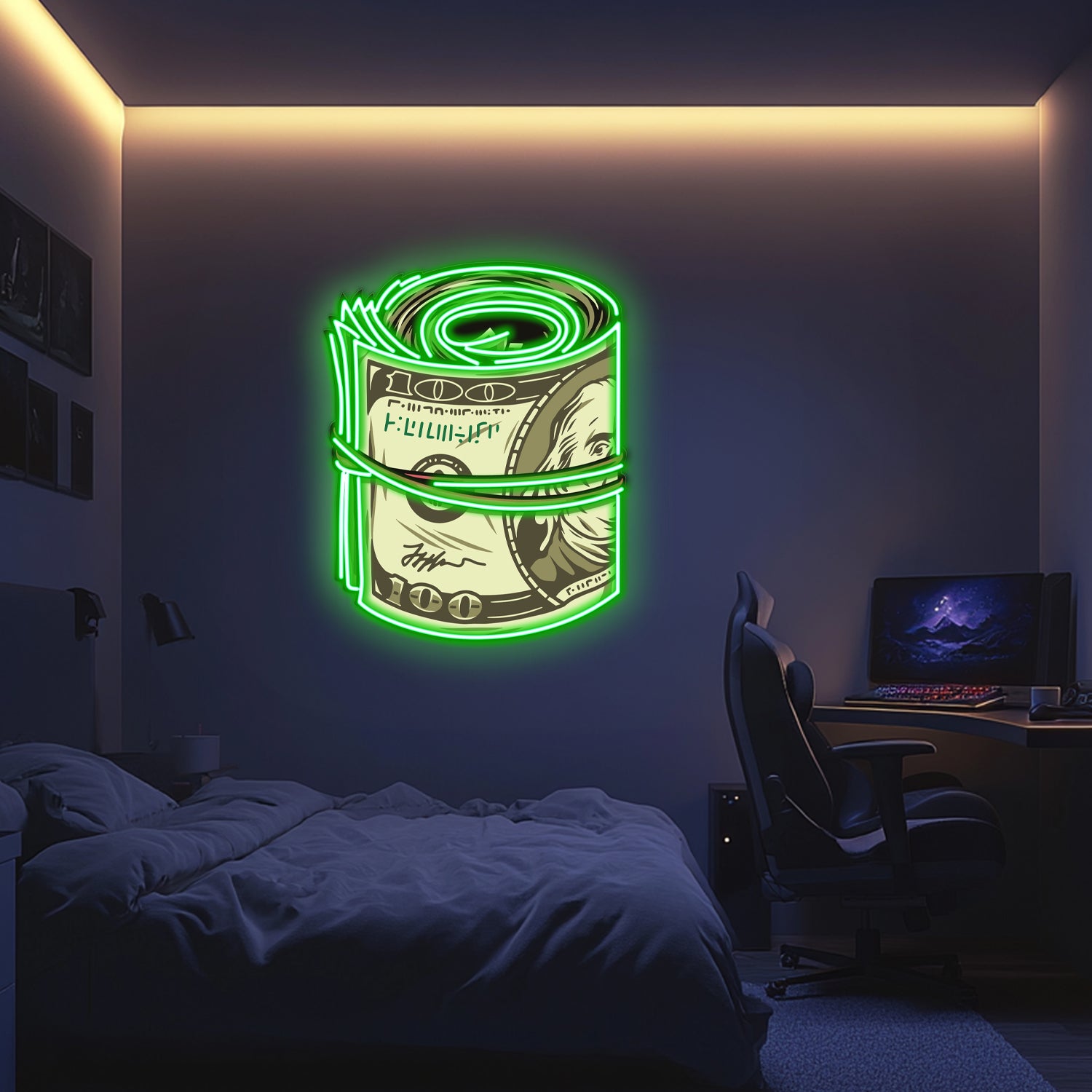UV Printed Dollar Rulo Neon Wall Art- LV0067
