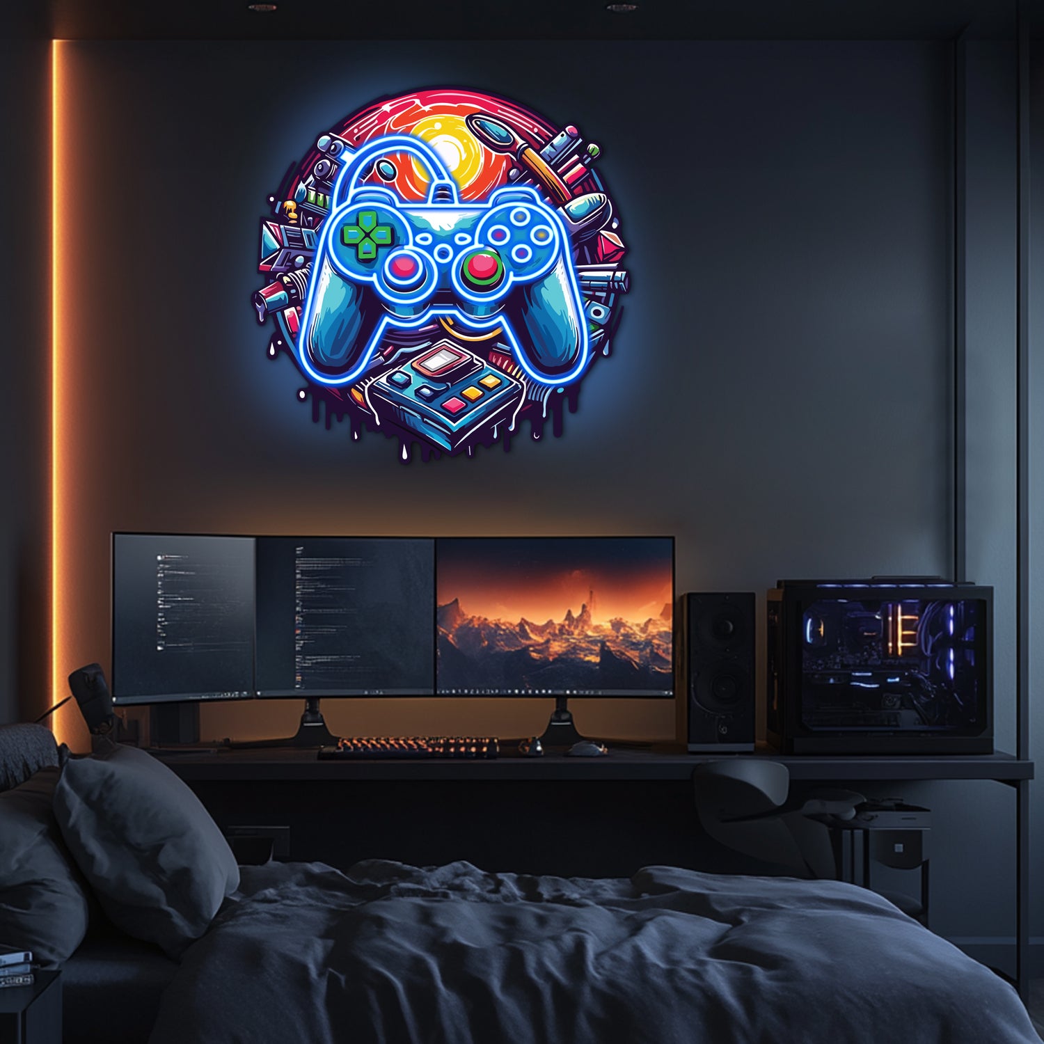 UV Printed Gamepad Neon Wall Art- LV0070