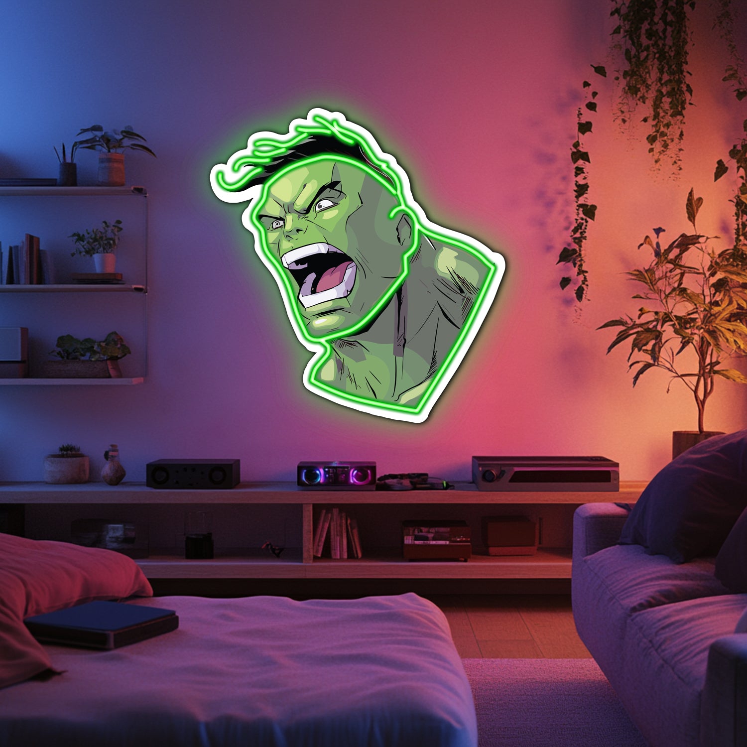UV Printed Hulk Neon Wall Art- LV0045