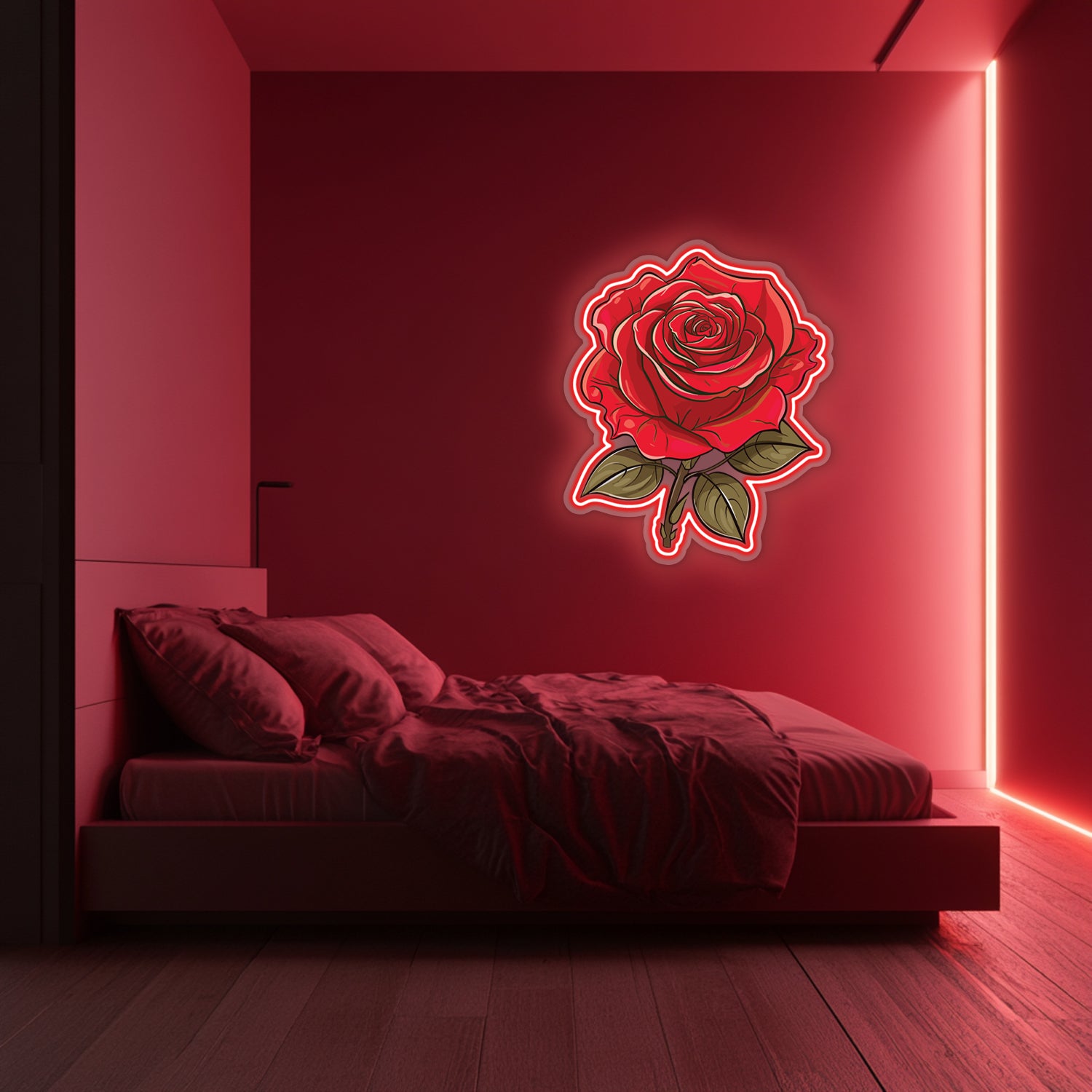 UV Printed Rose Neon Wall Art- LV0073