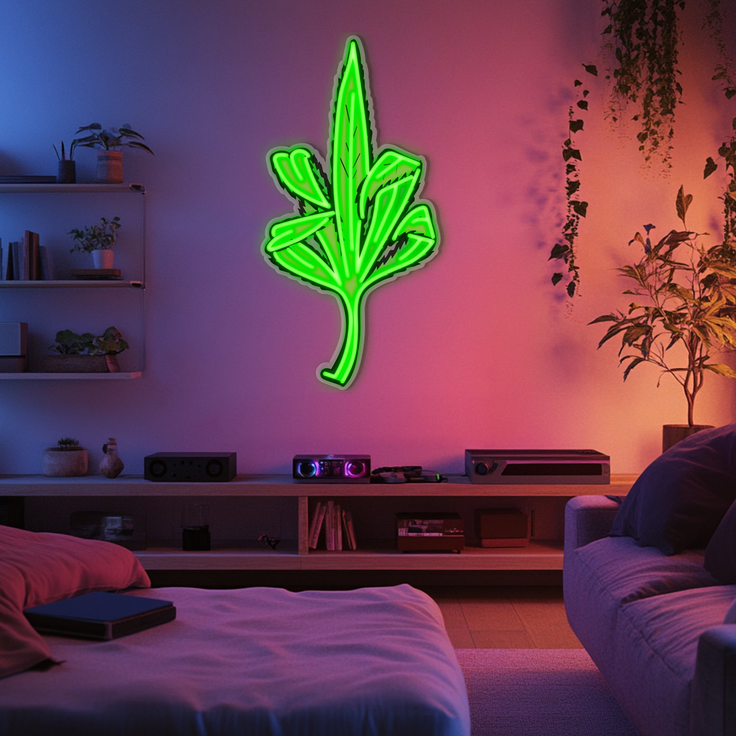UV Printed Marijuana Neon Wall Art- LV0001