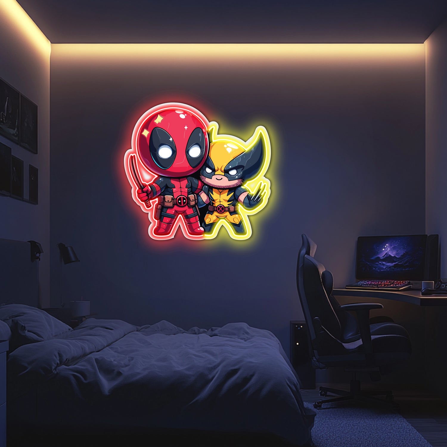 UV Printed Deadpool Wolverine Neon Wall Art- LV0066