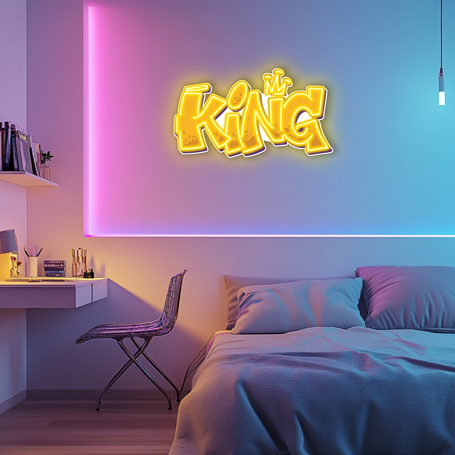 UV Printed King Neon Wall Art- LV0027