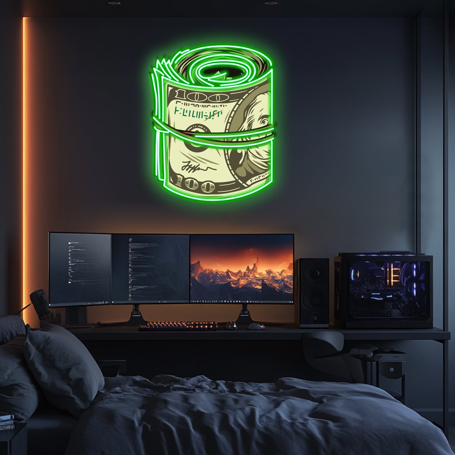 UV Printed Dollar Rulo Neon Wall Art- LV0067