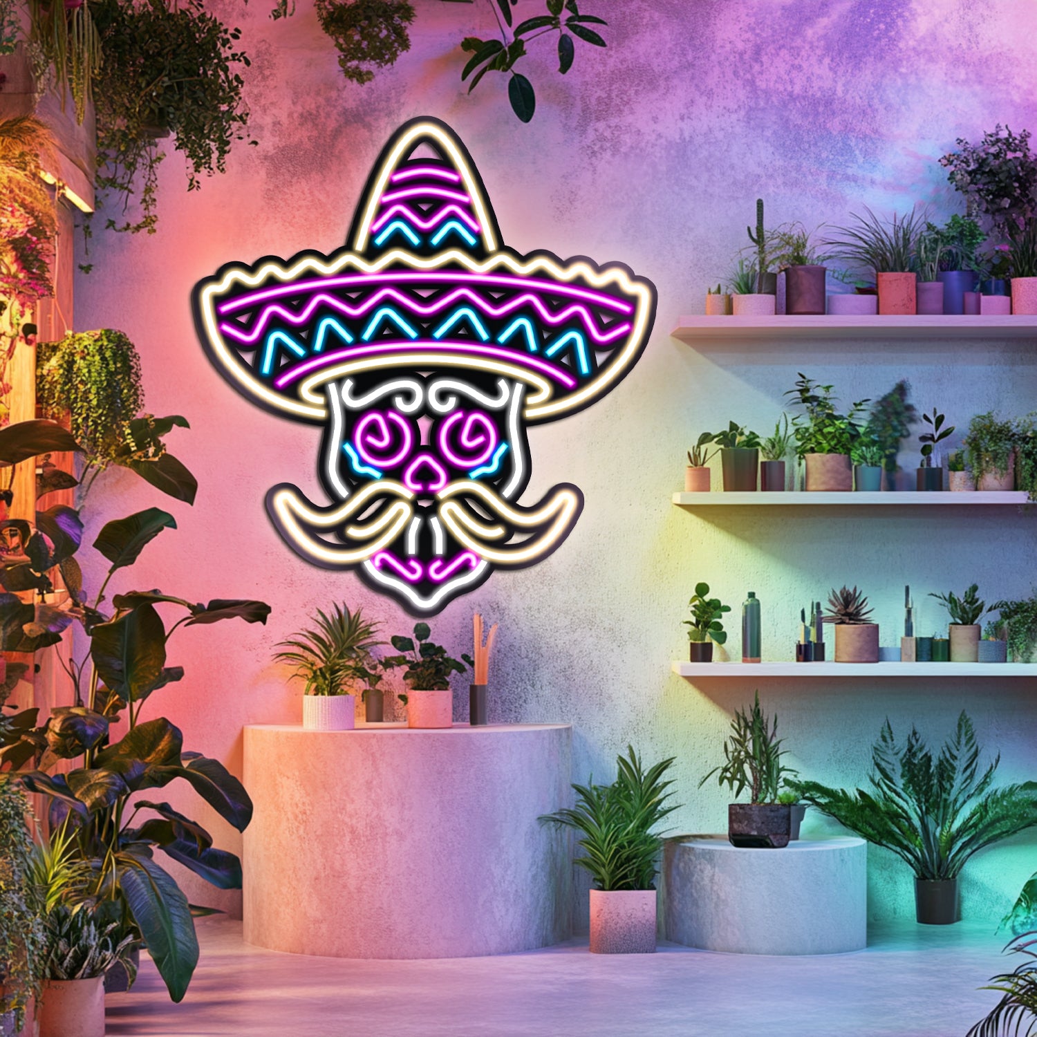 Muertos Skull Metal Neon Wall Art- LN0002