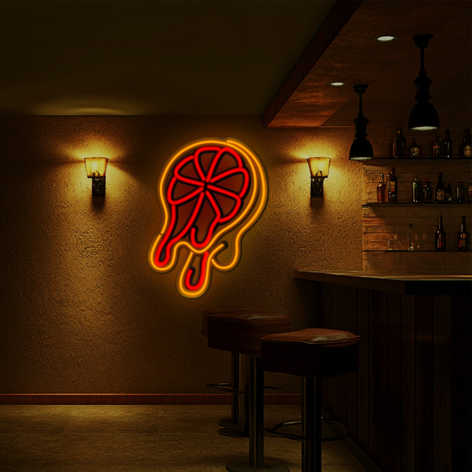 Liquid Orange Metal Neon Wall Art- LN0009