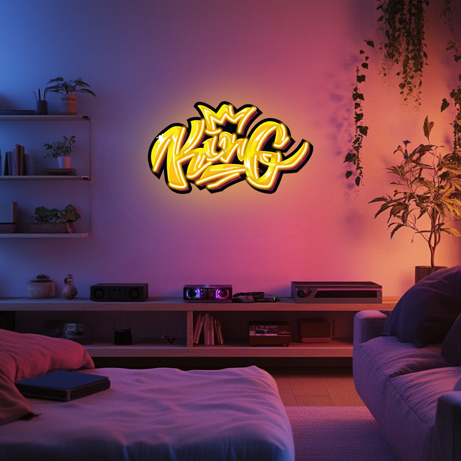 UV Printed King Neon Wall Art- LV0021