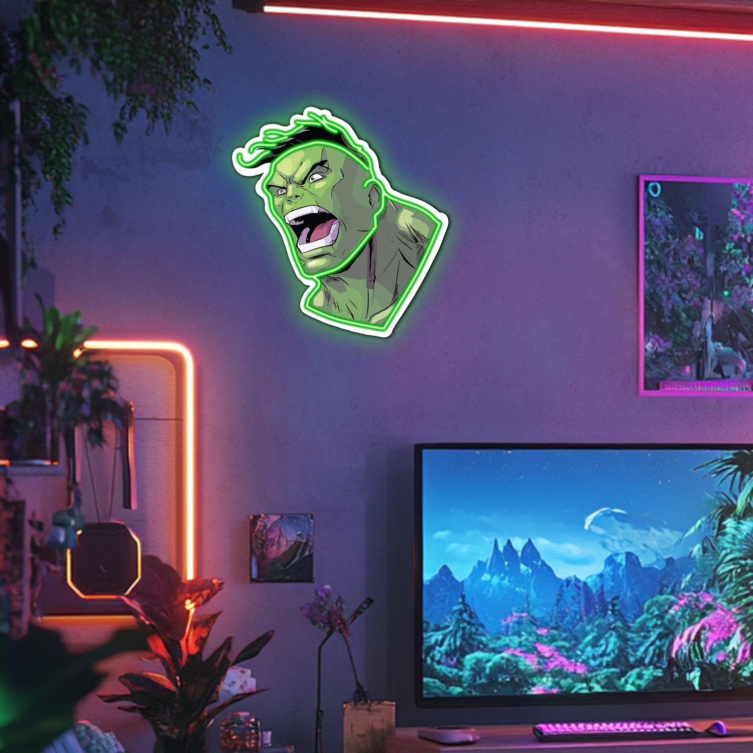 UV Printed Hulk Neon Wall Art- LV0045
