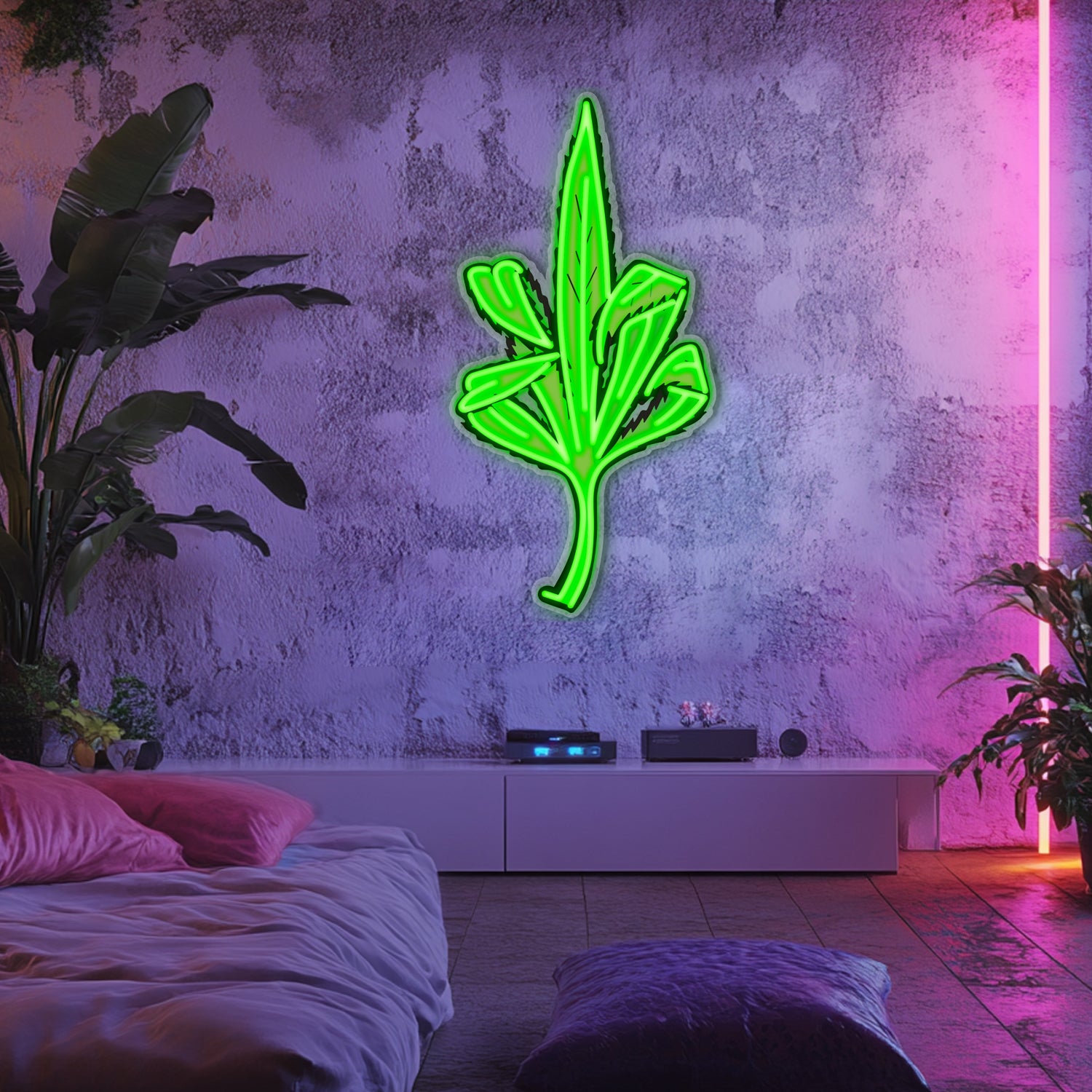 UV Printed Marijuana Neon Wall Art- LV0001