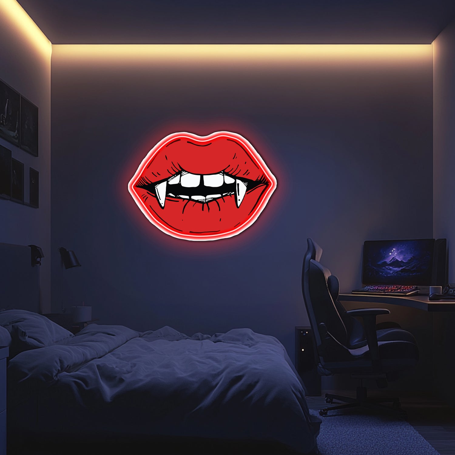 UV Printed Vampire Kiss Neon Wall Art- LV0054