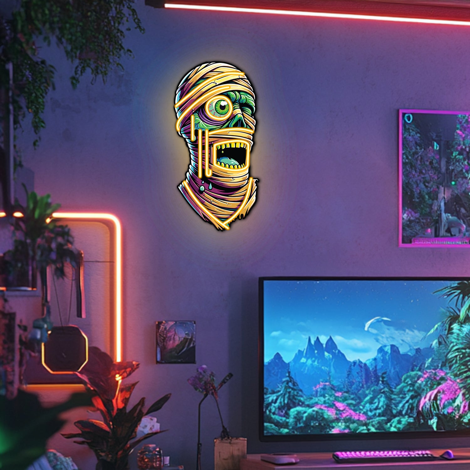 UV Printed Mummy Neon Wall Art- LV0037