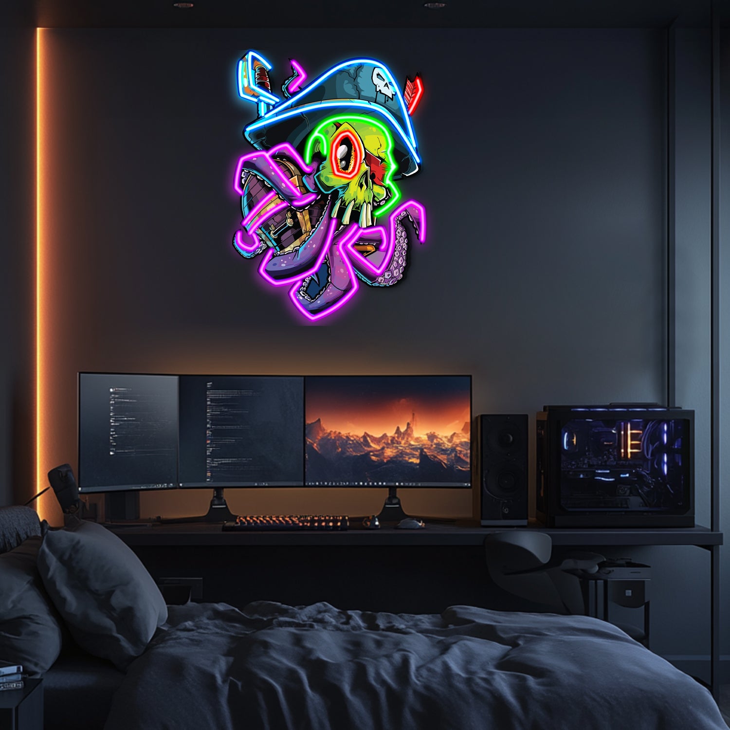 UV Printed Octopus Neon Wall Art- LV0002