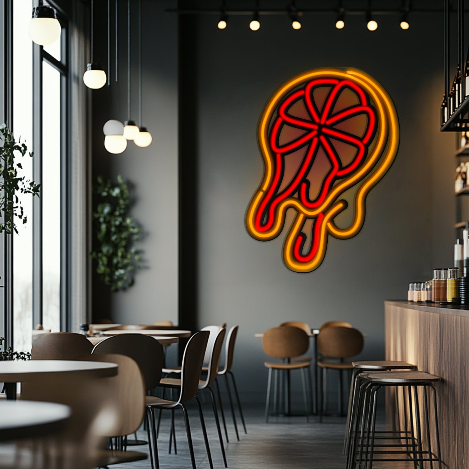 Liquid Orange Metal Neon Wall Art- LN0009