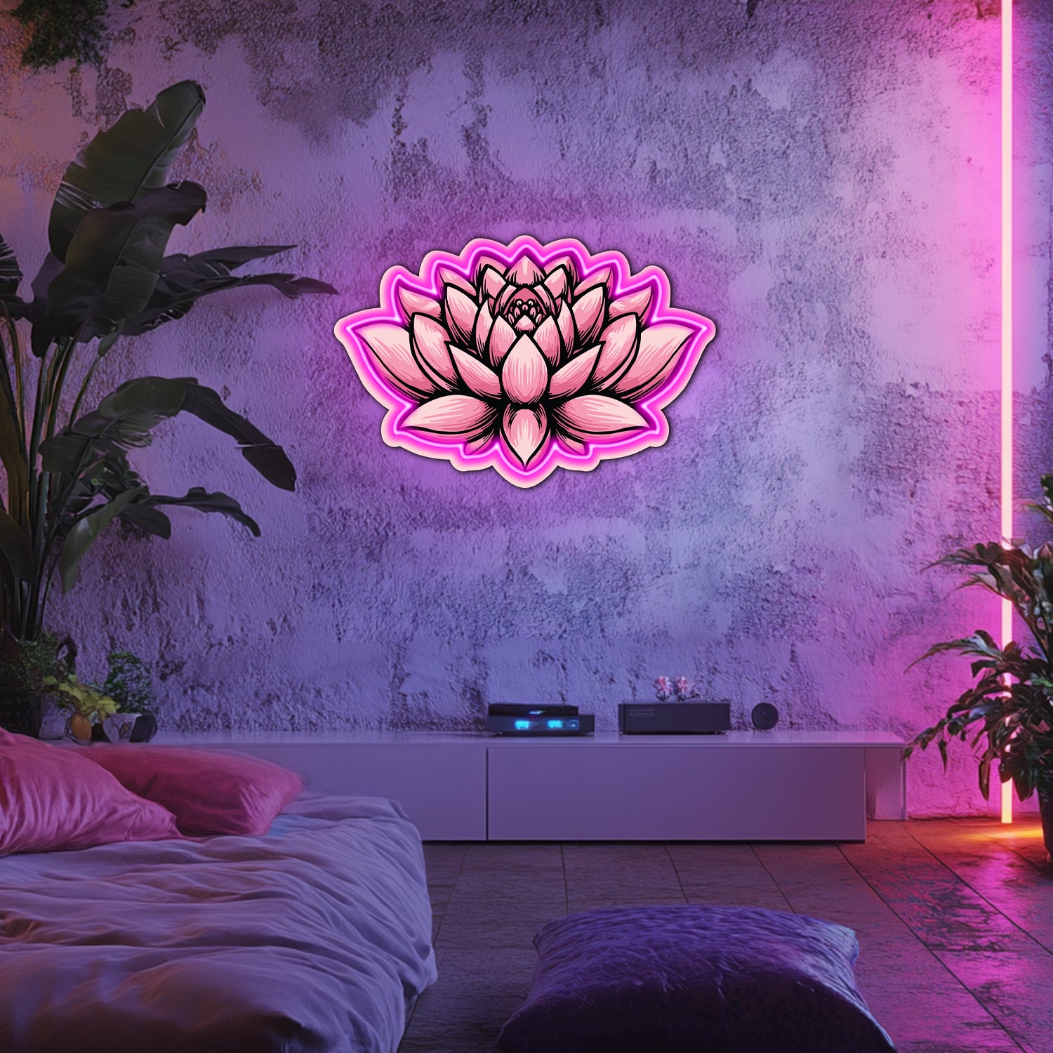 UV Printed Lotus Neon Wall Art- LV0034