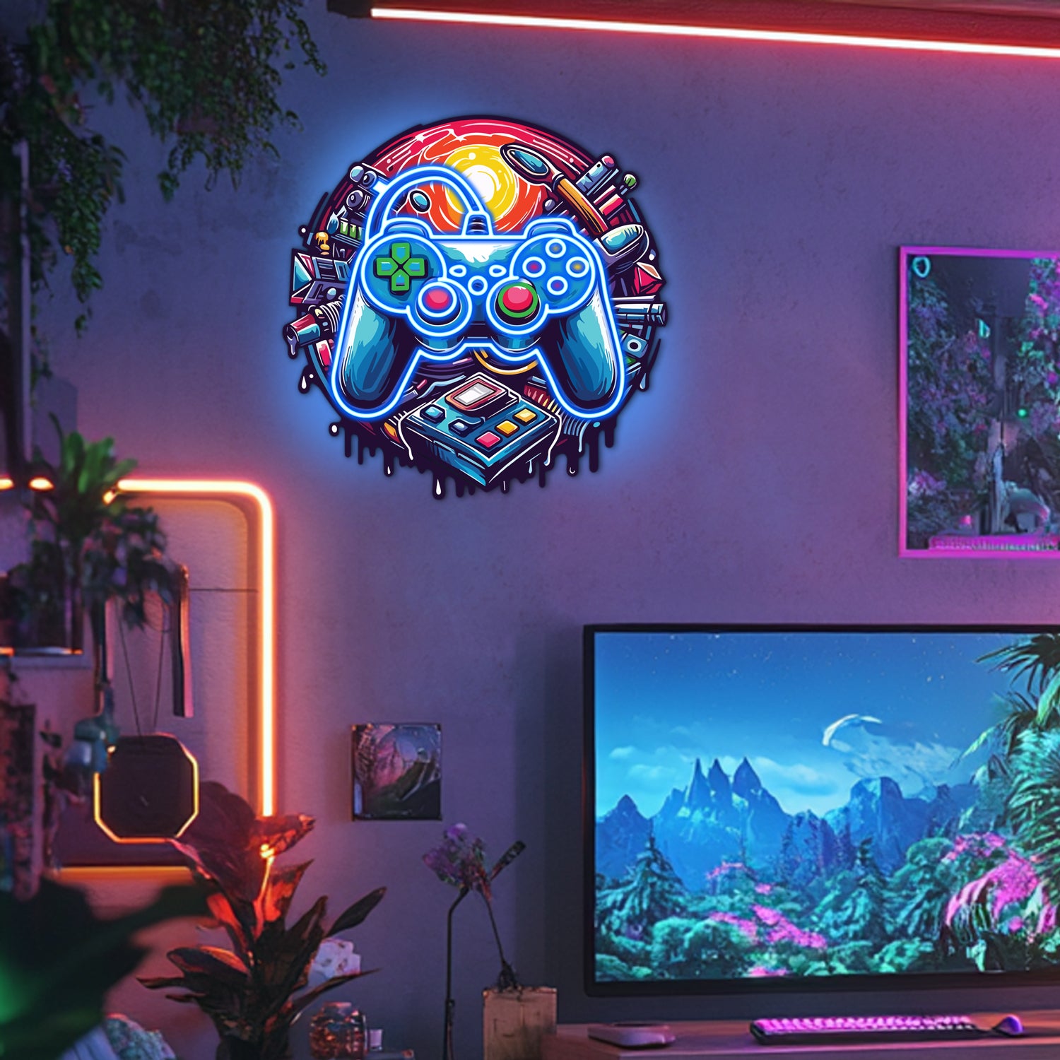UV Printed Gamepad Neon Wall Art- LV0070