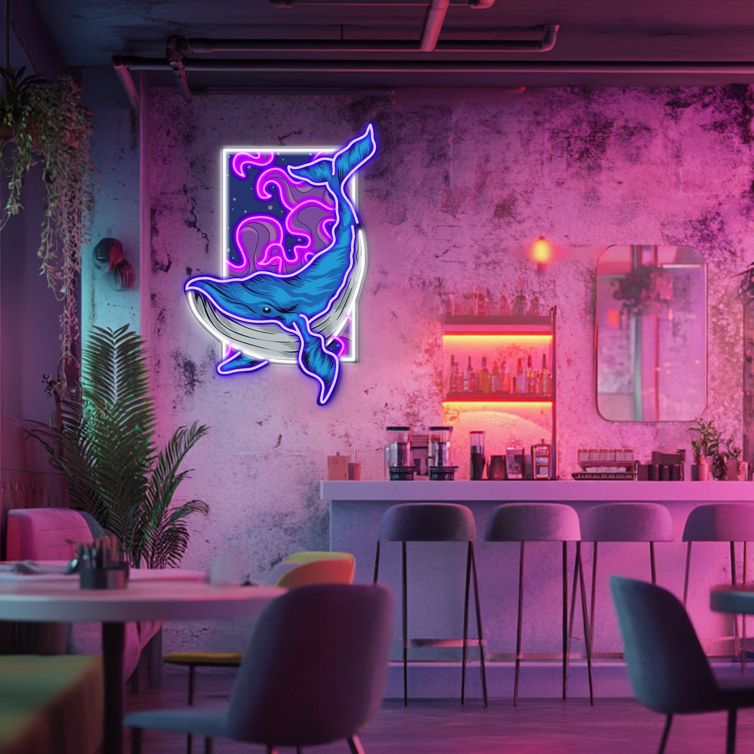 UV Printed Whale Neon Wall Art- LV0005
