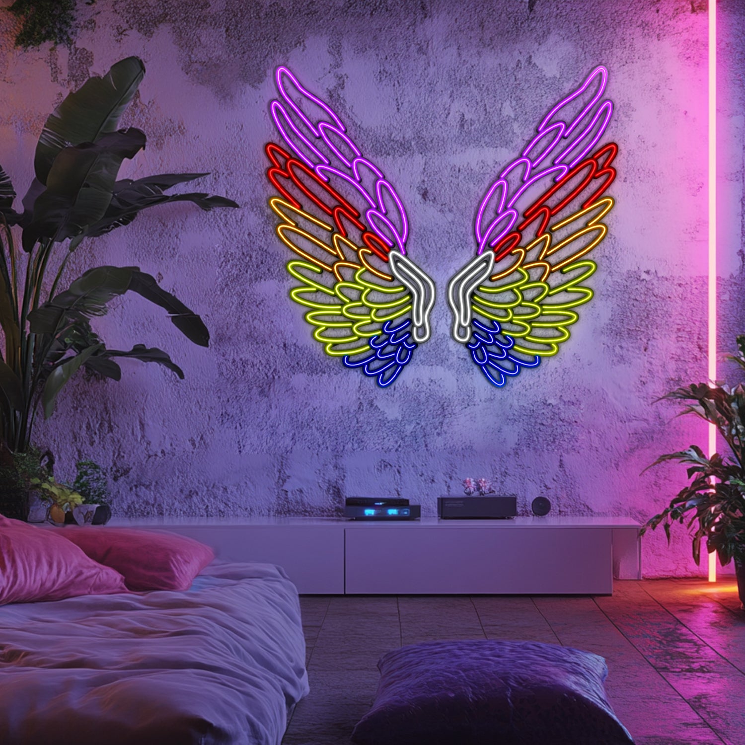 Rainbow Wing Metal Neon Wall Art- LN0013