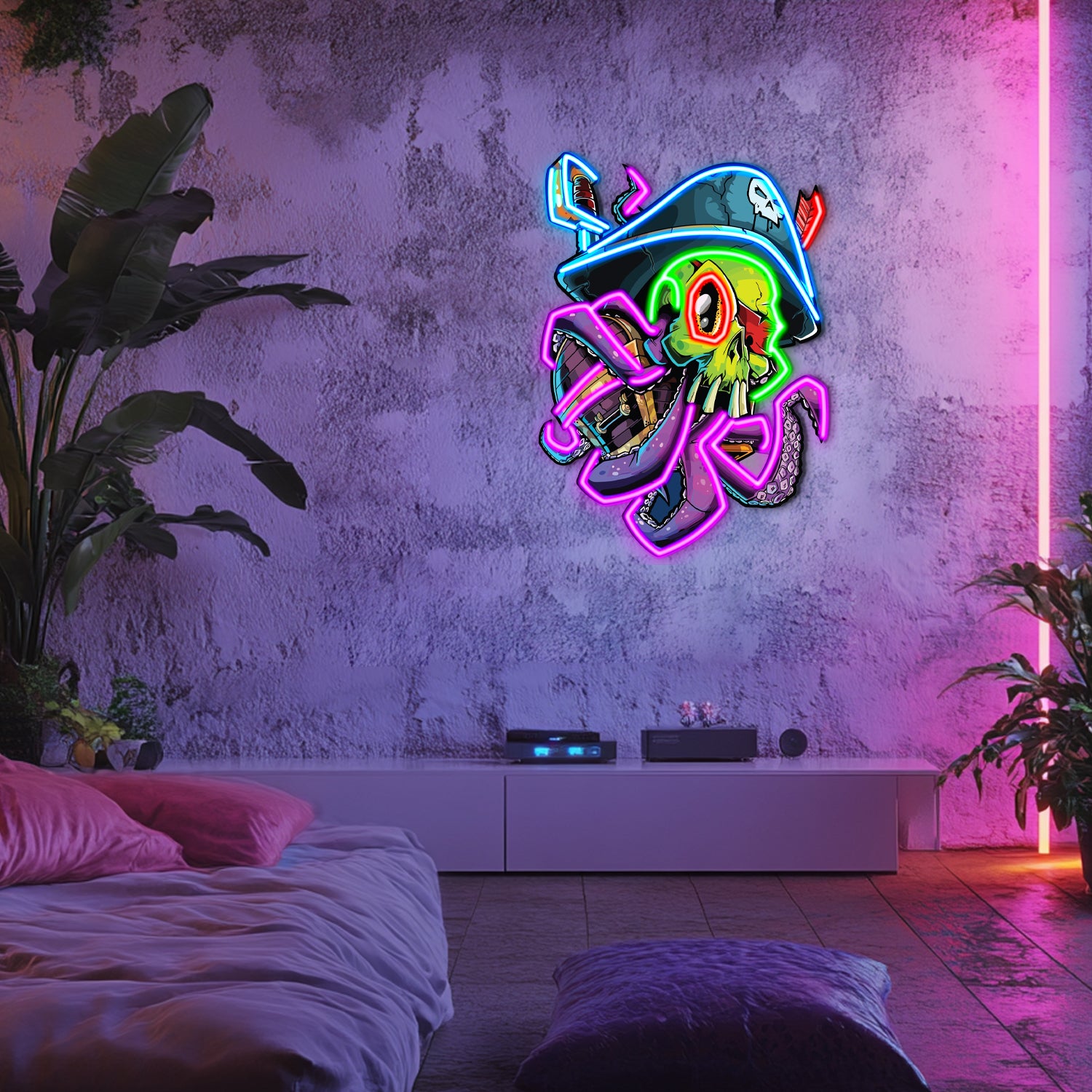 UV Printed Octopus Neon Wall Art- LV0002