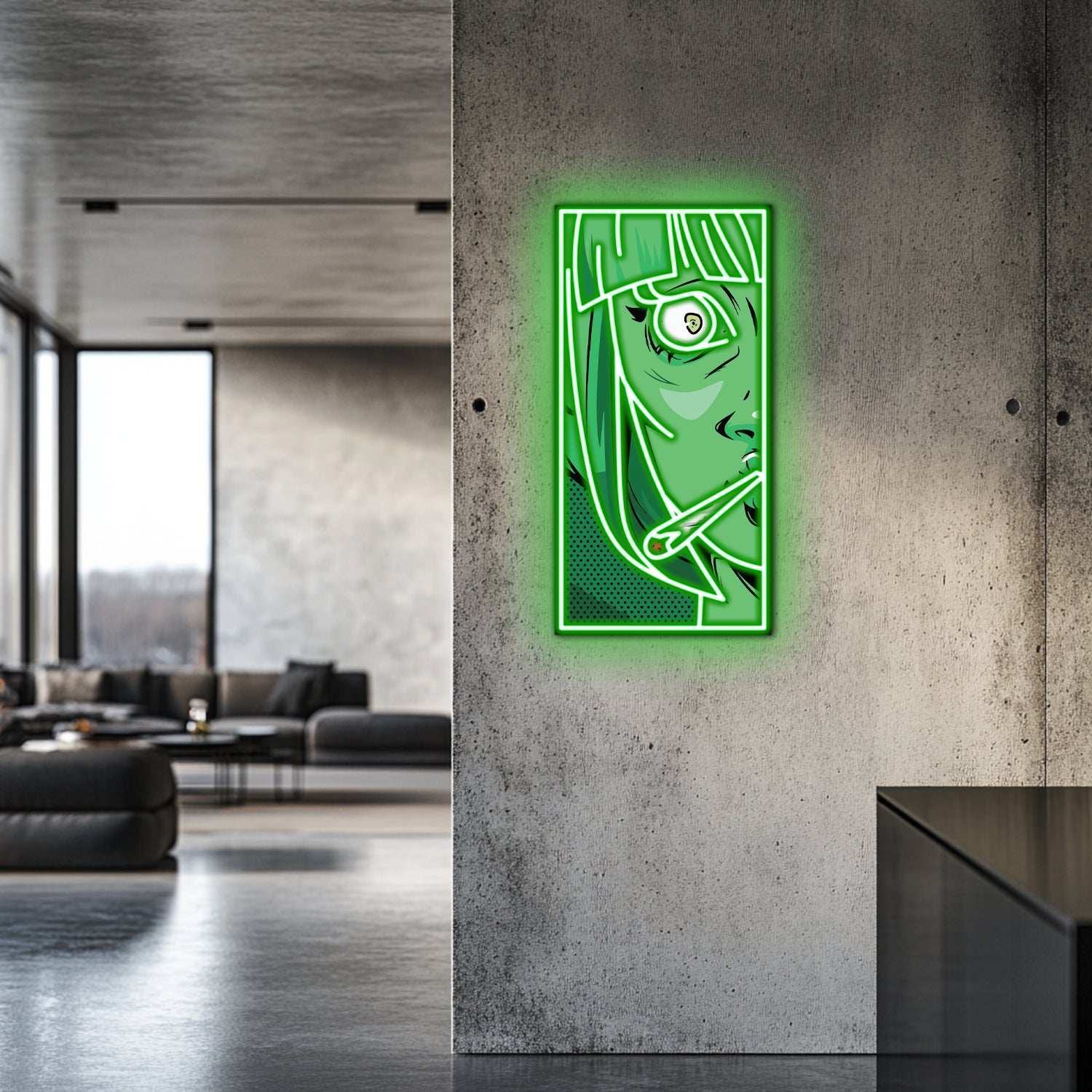 UV Printed Green Woman Neon Wall Art- LV0058