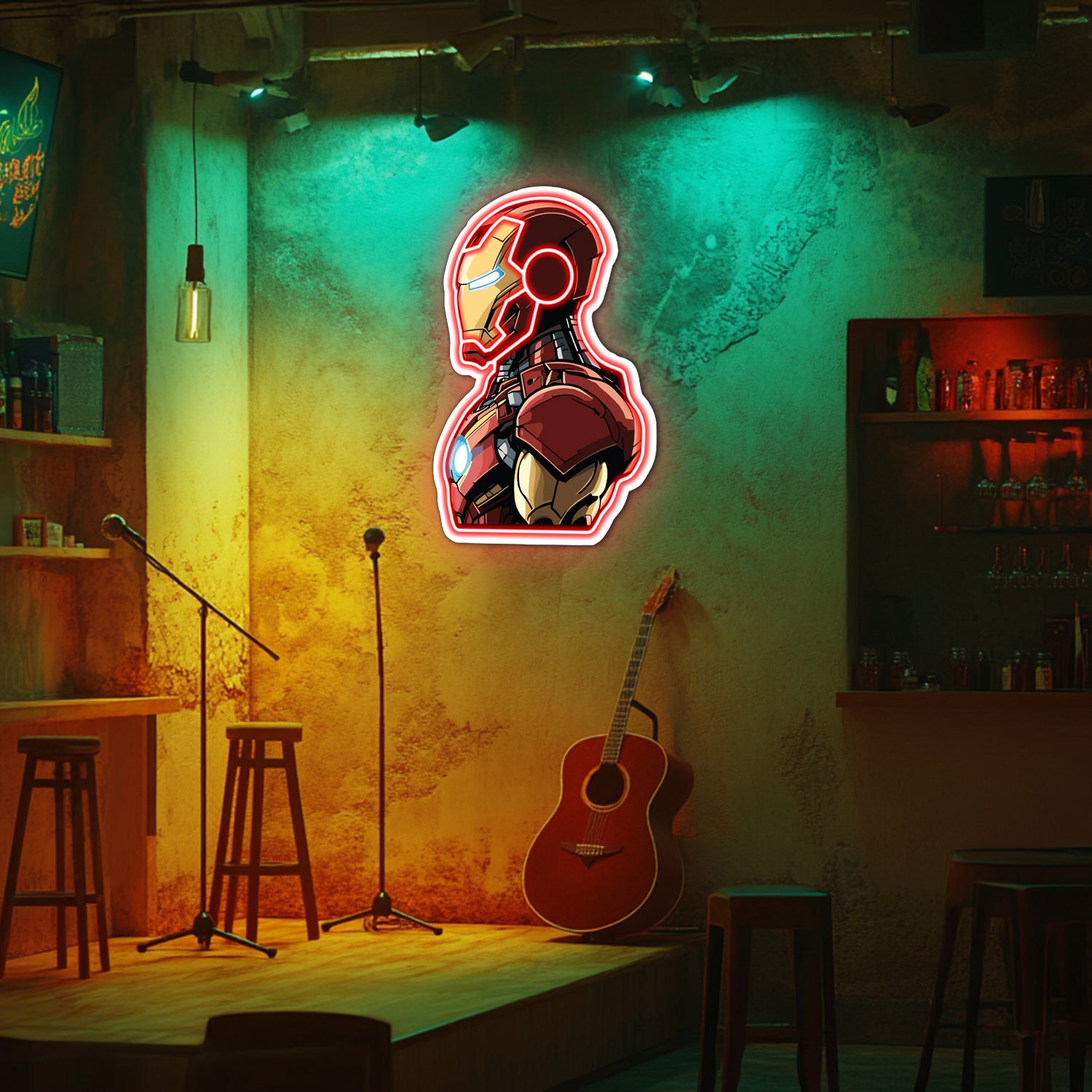 UV Printed Iron-Man Neon Wall Art- LV0076