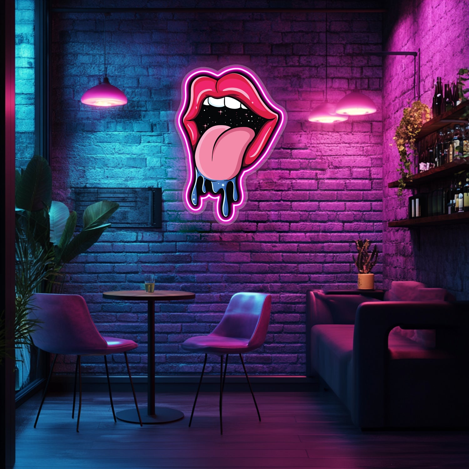 UV Printed Galactic Tongue Neon Wall Art- LV0069