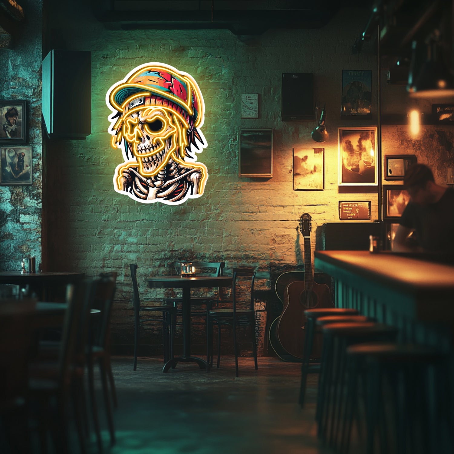 UV Printed Skull Neon Wall Art- LV0032