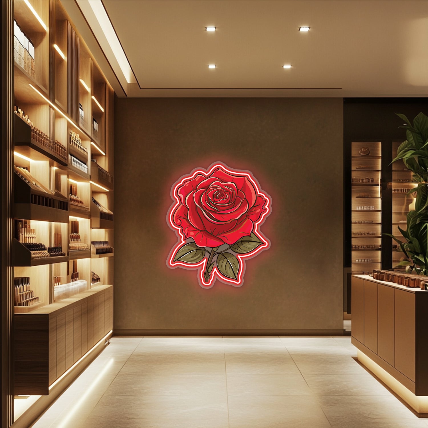 UV Printed Rose Neon Wall Art- LV0073