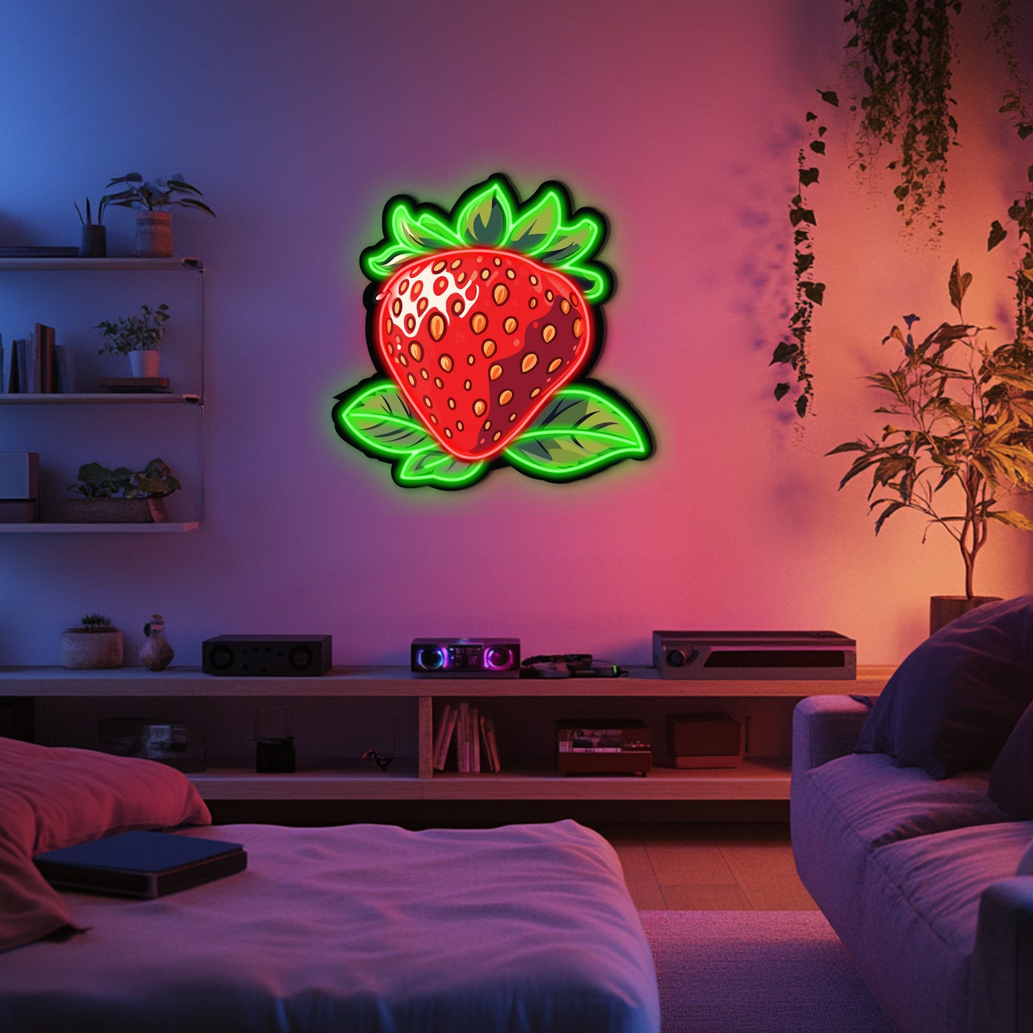 UV Printed Strawberry Neon Wall Art- LV0008