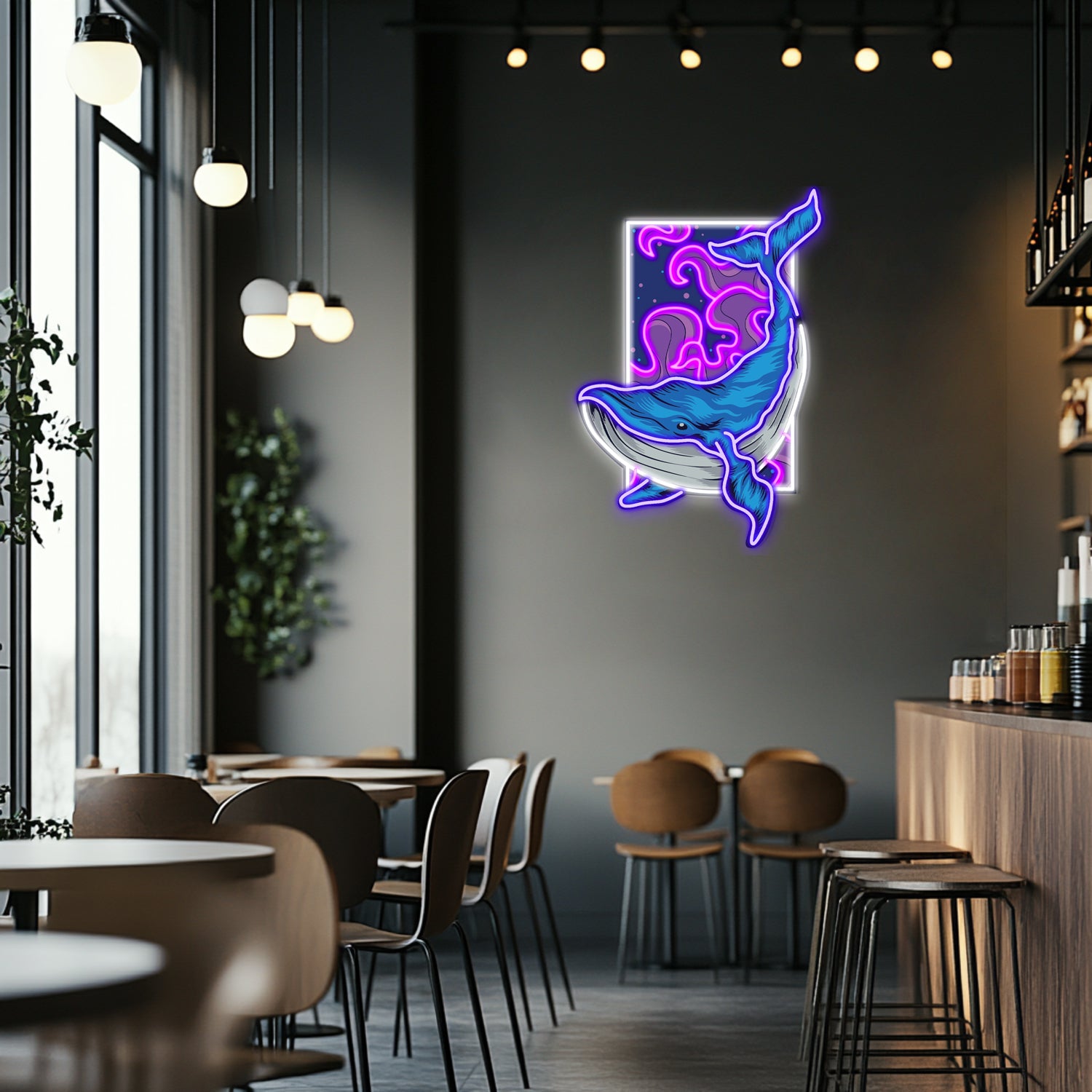UV Printed Whale Neon Wall Art- LV0005