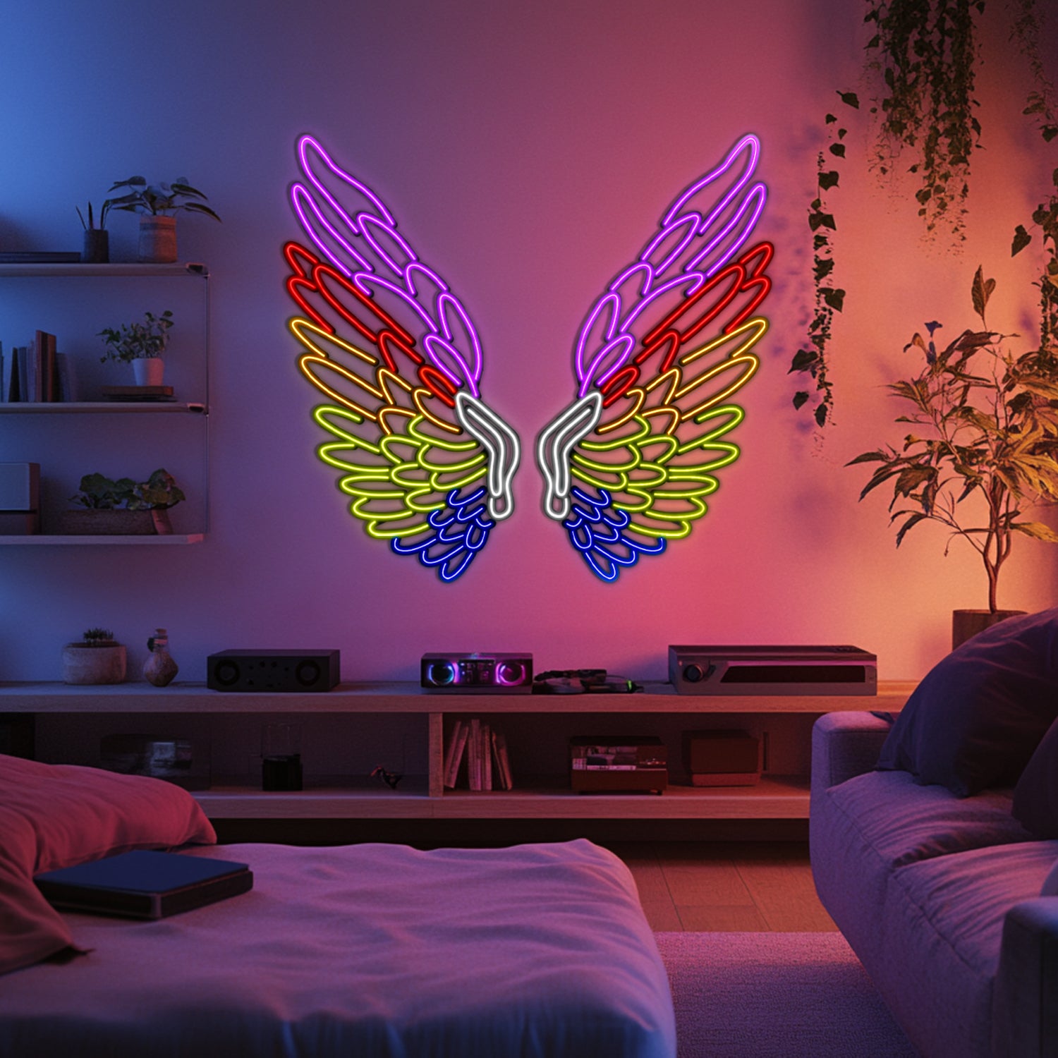 Rainbow Wing Metal Neon Wall Art- LN0013