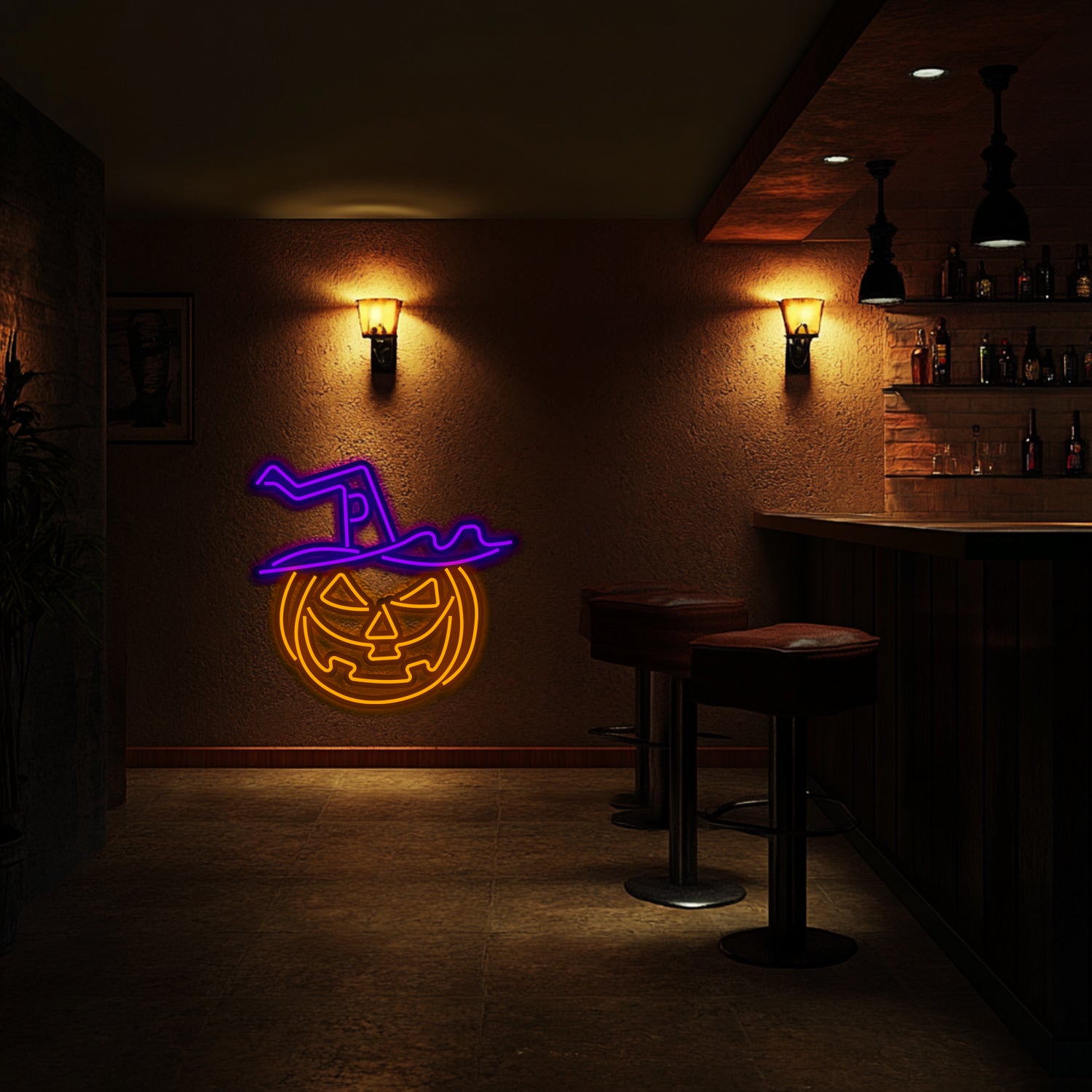 Pumpkin Metal Neon Wall Art- LN0212