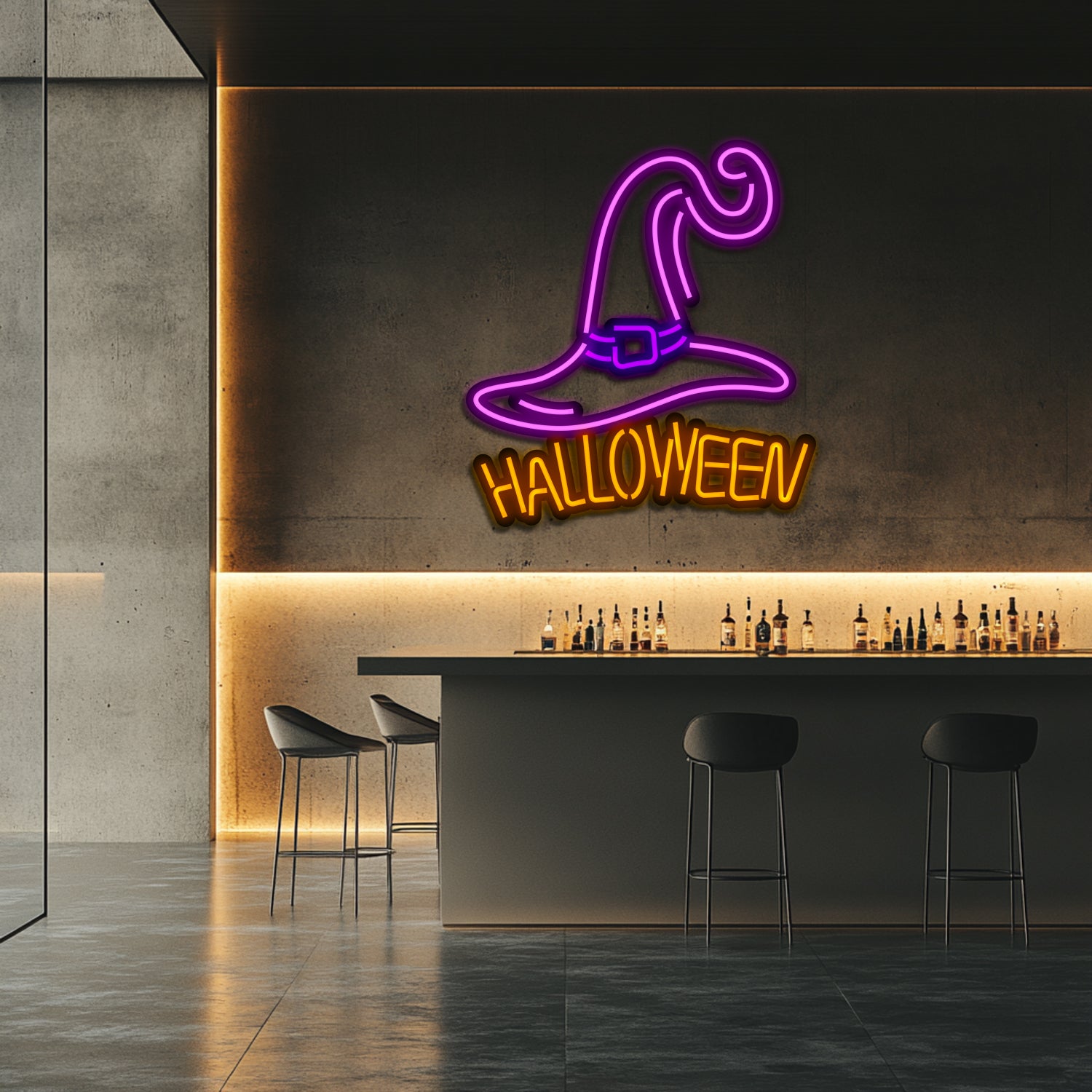 Halloween Hat Metal Neon Wall Art- LN0211