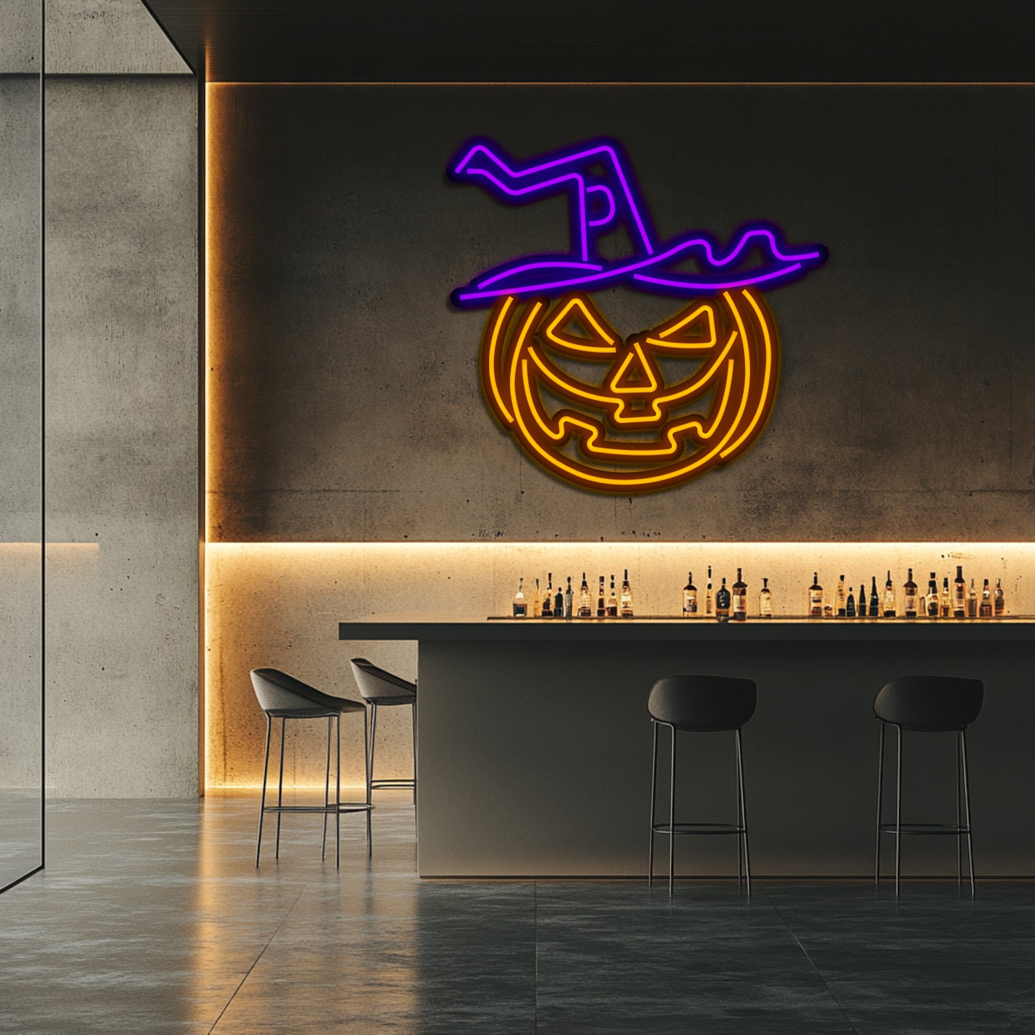 Pumpkin Metal Neon Wall Art- LN0212