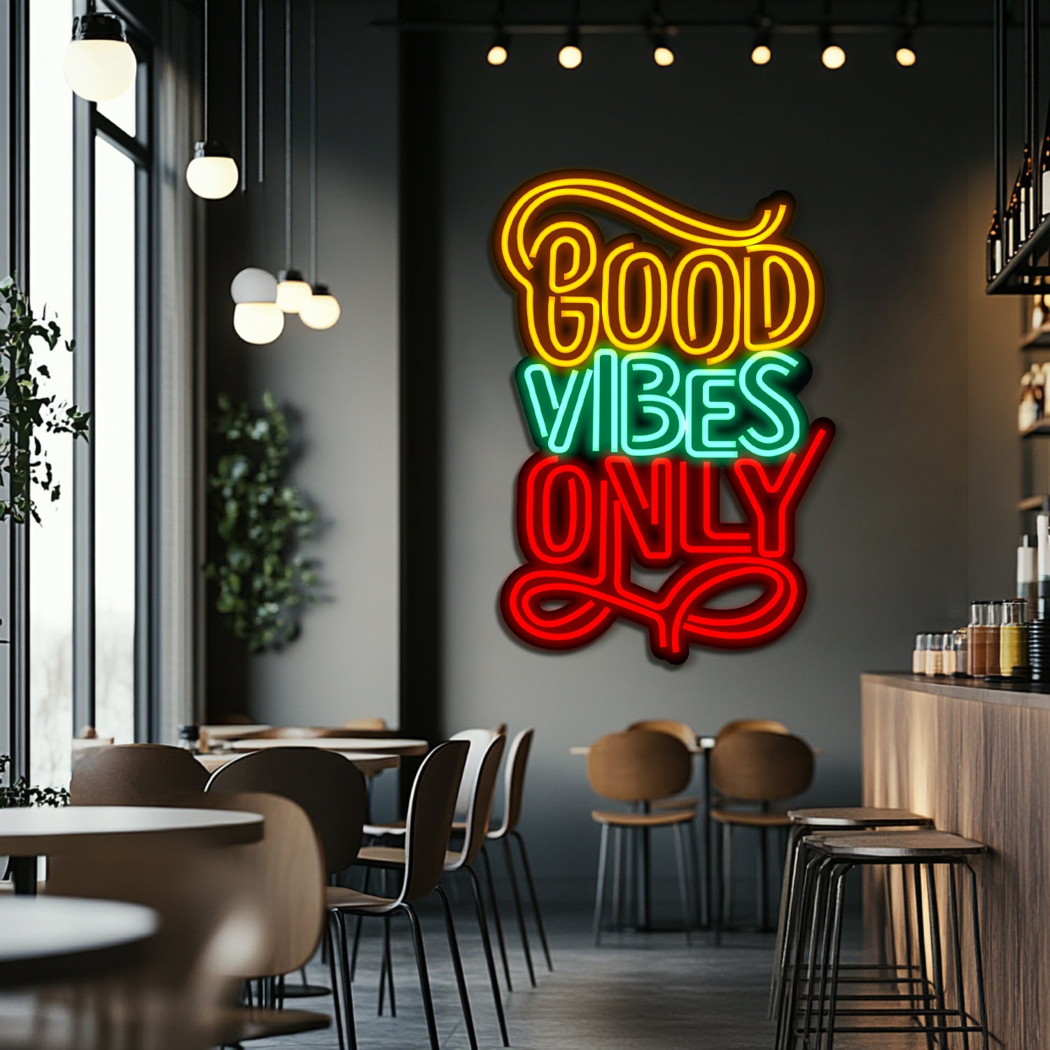 Good Vibes Only Metal Neon Wall Art- LN0139