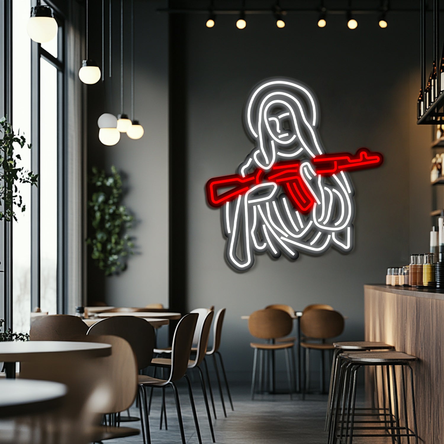 Saint and Gun Metal Neon Wall Art- LN0122