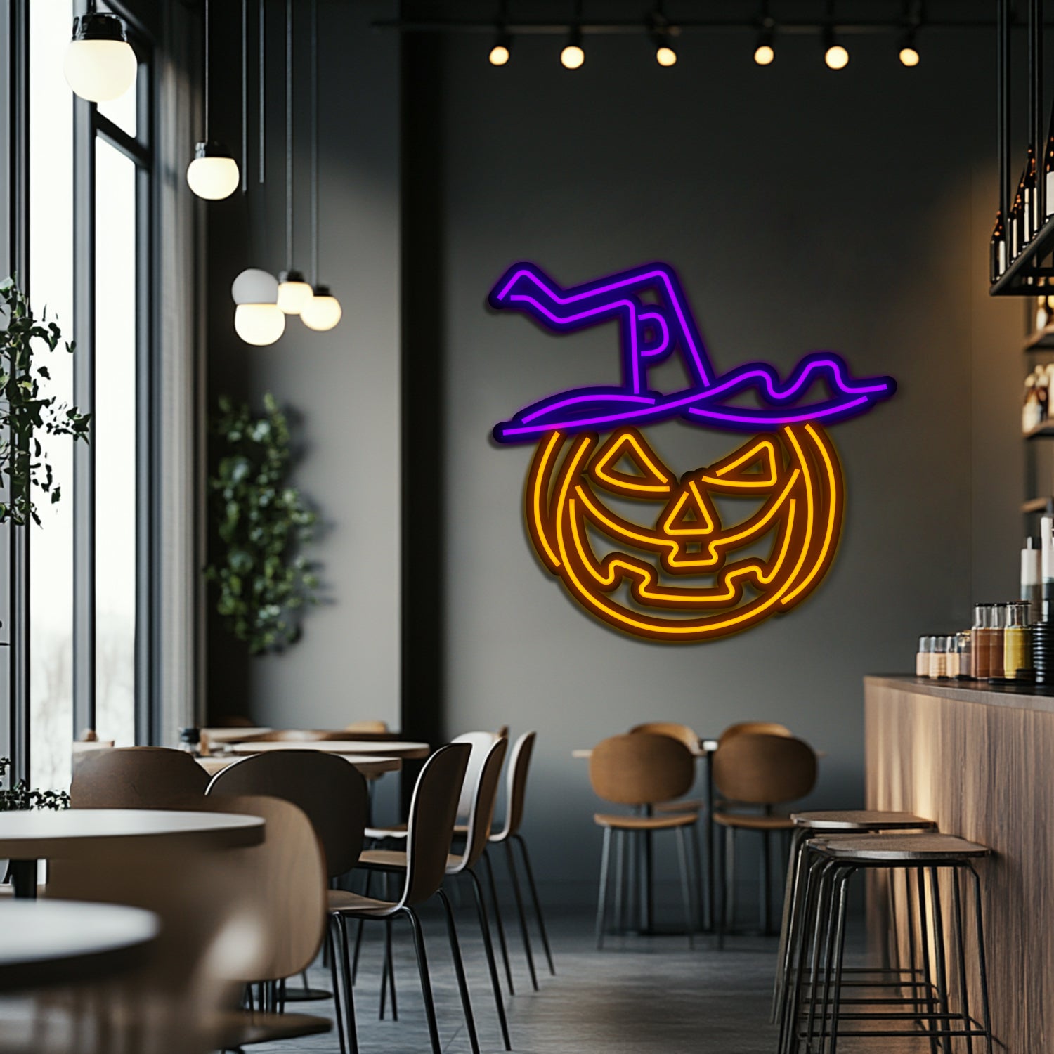 Pumpkin Metal Neon Wall Art- LN0212