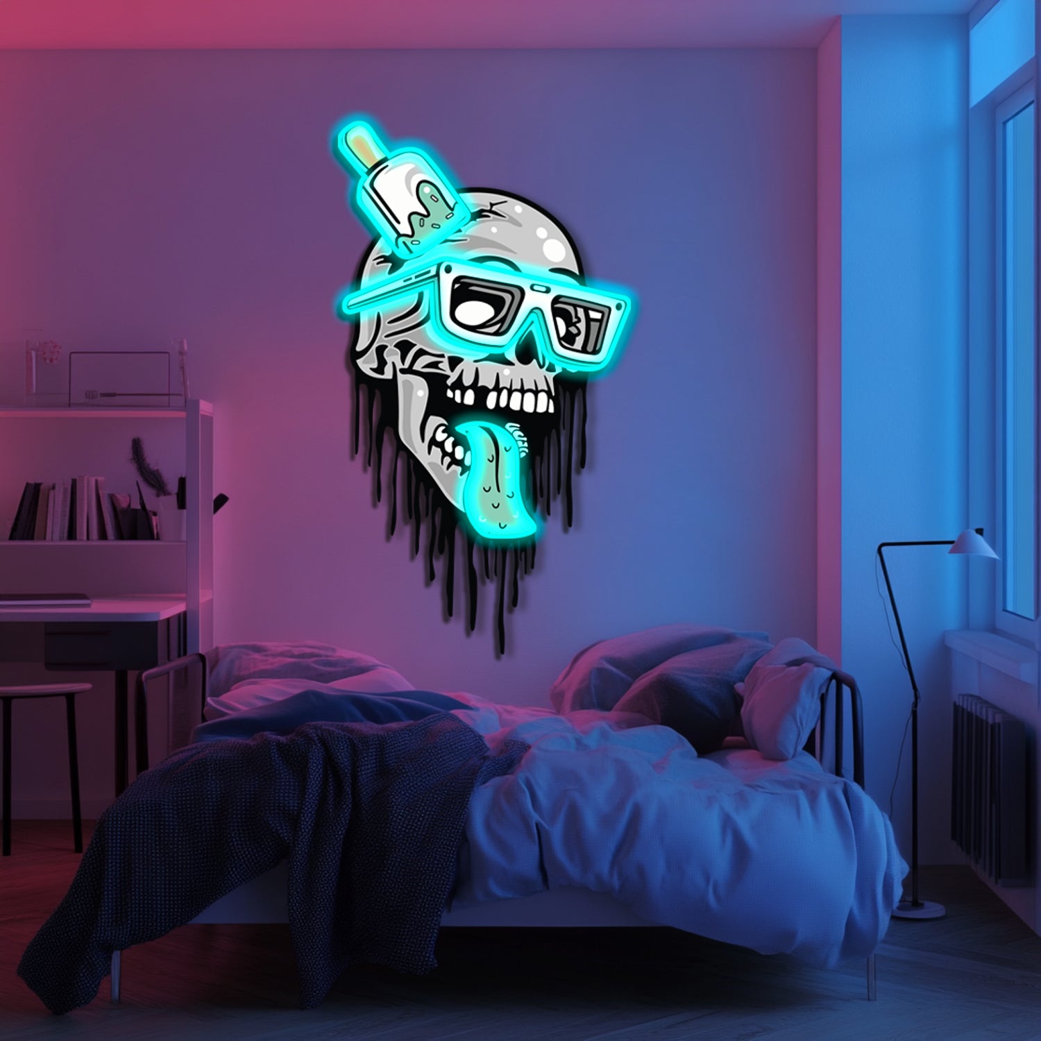 UV Printed Skull Neon Wall Art- LV0102
