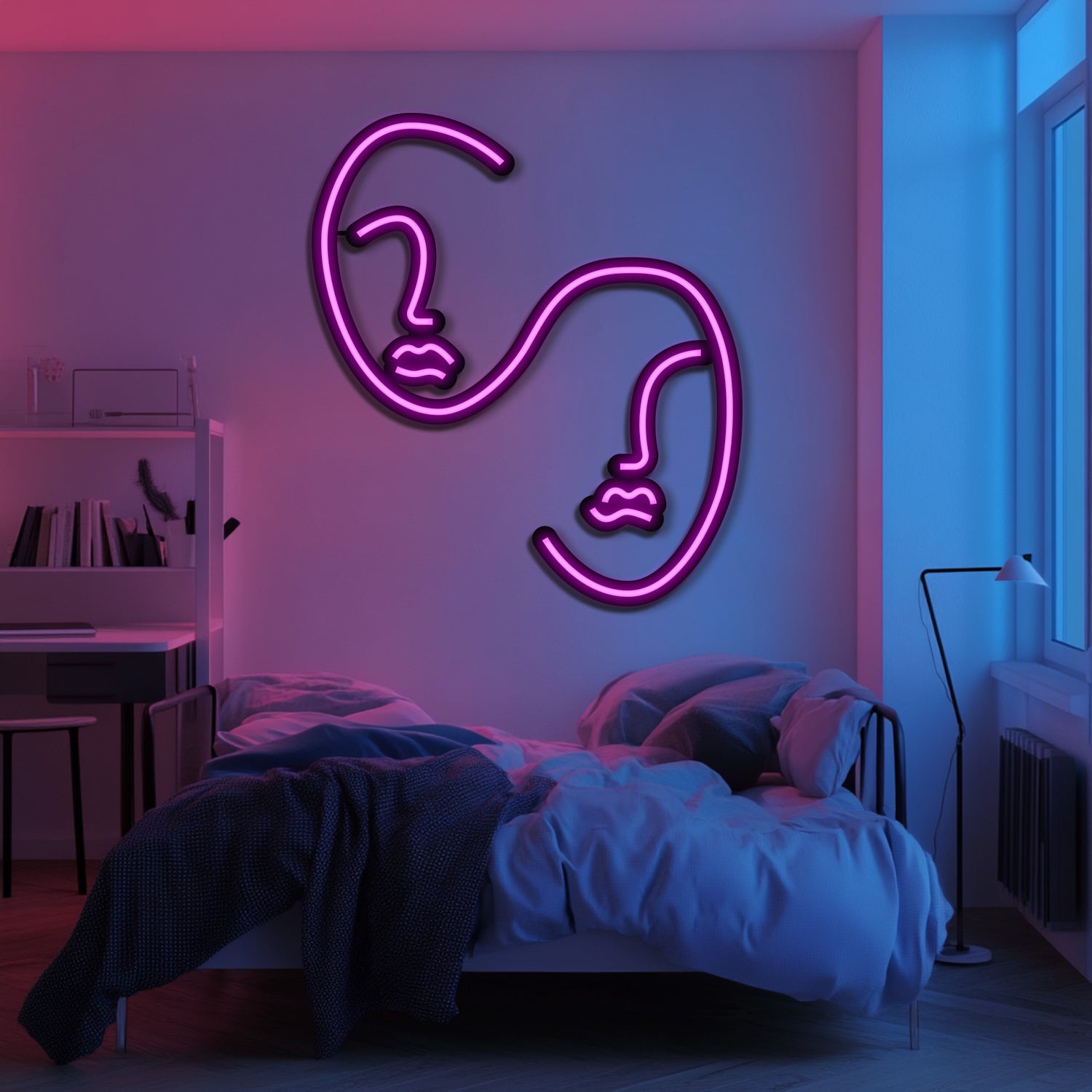Two Faces Metal Neon Wall Art- LN0200
