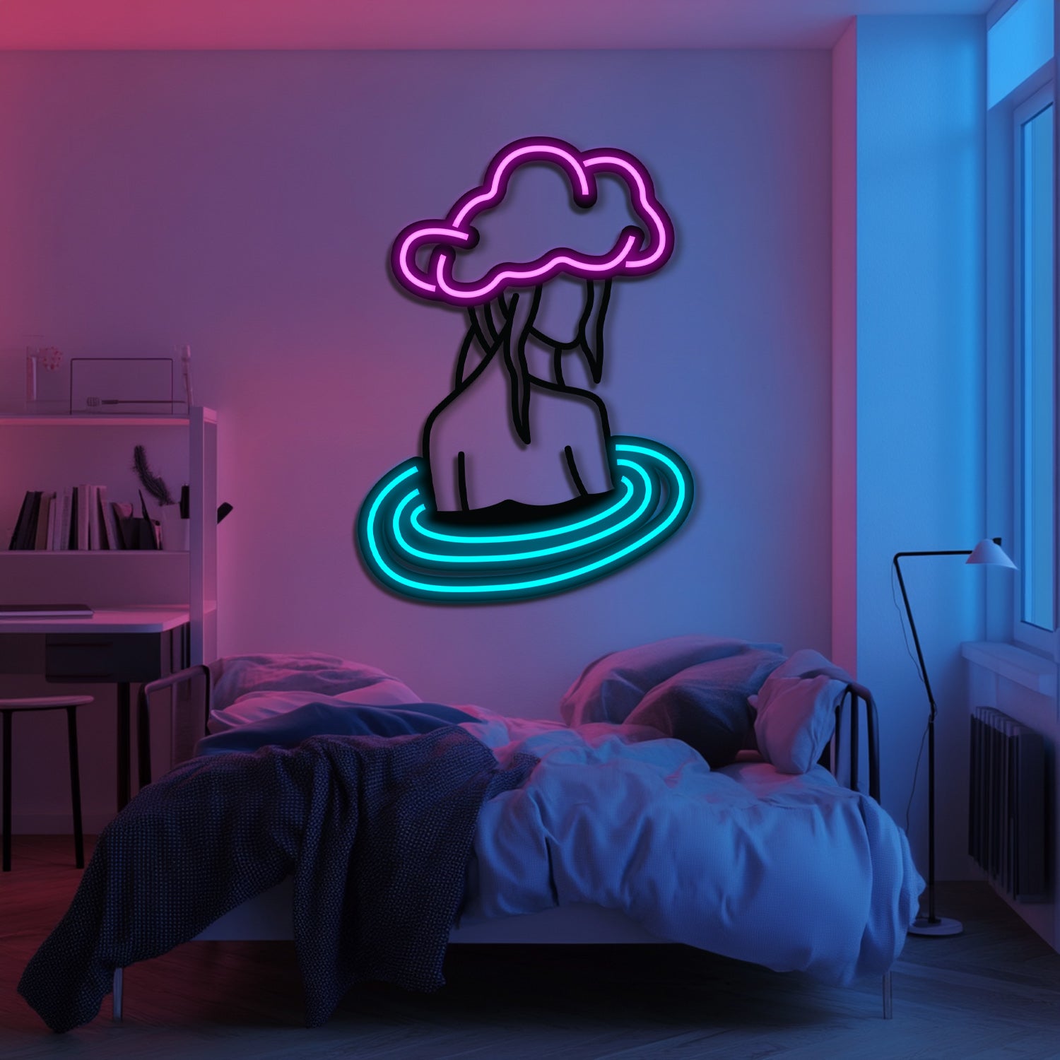 Cloudy Mind Metal Neon Wall Art- LN0106