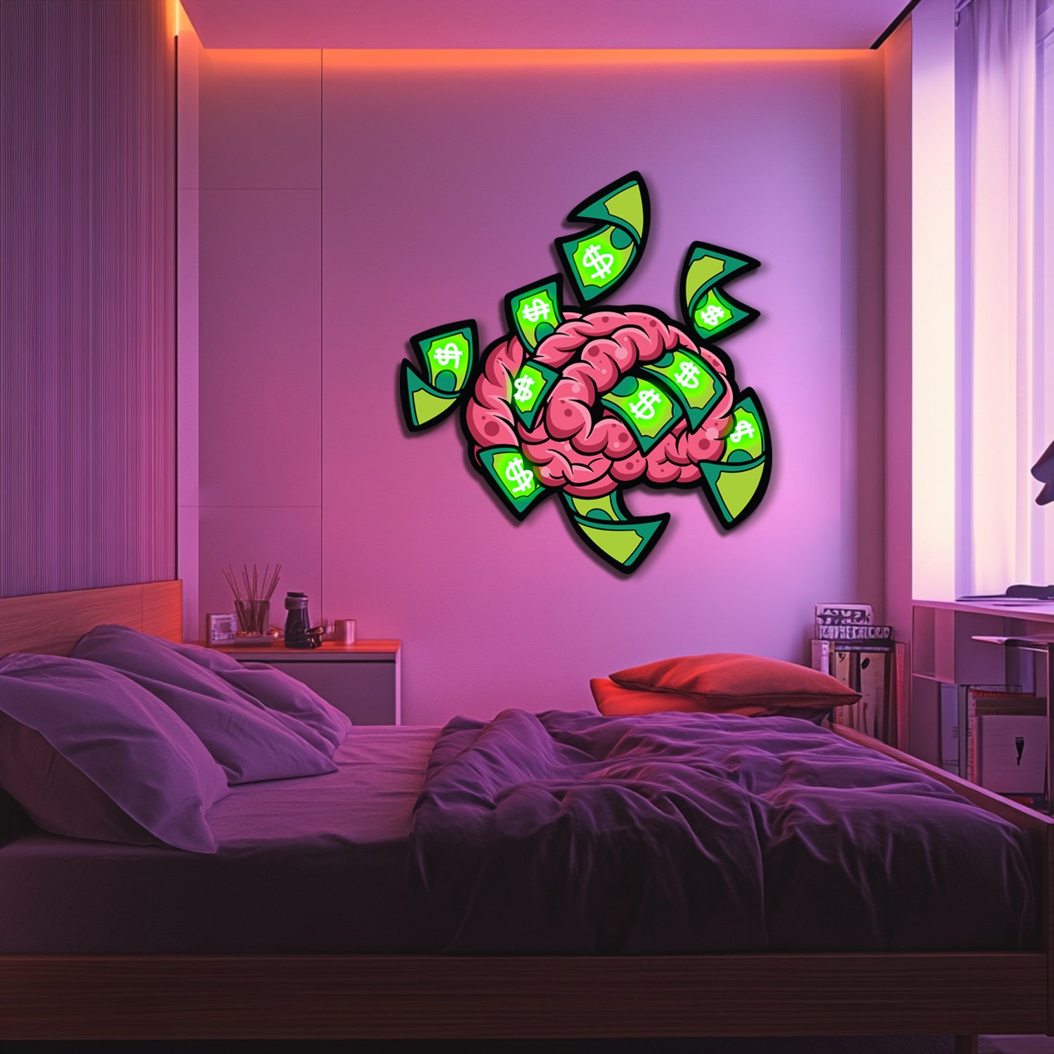 UV Printed Dollar Dreams Neon Wall Art- LV0099